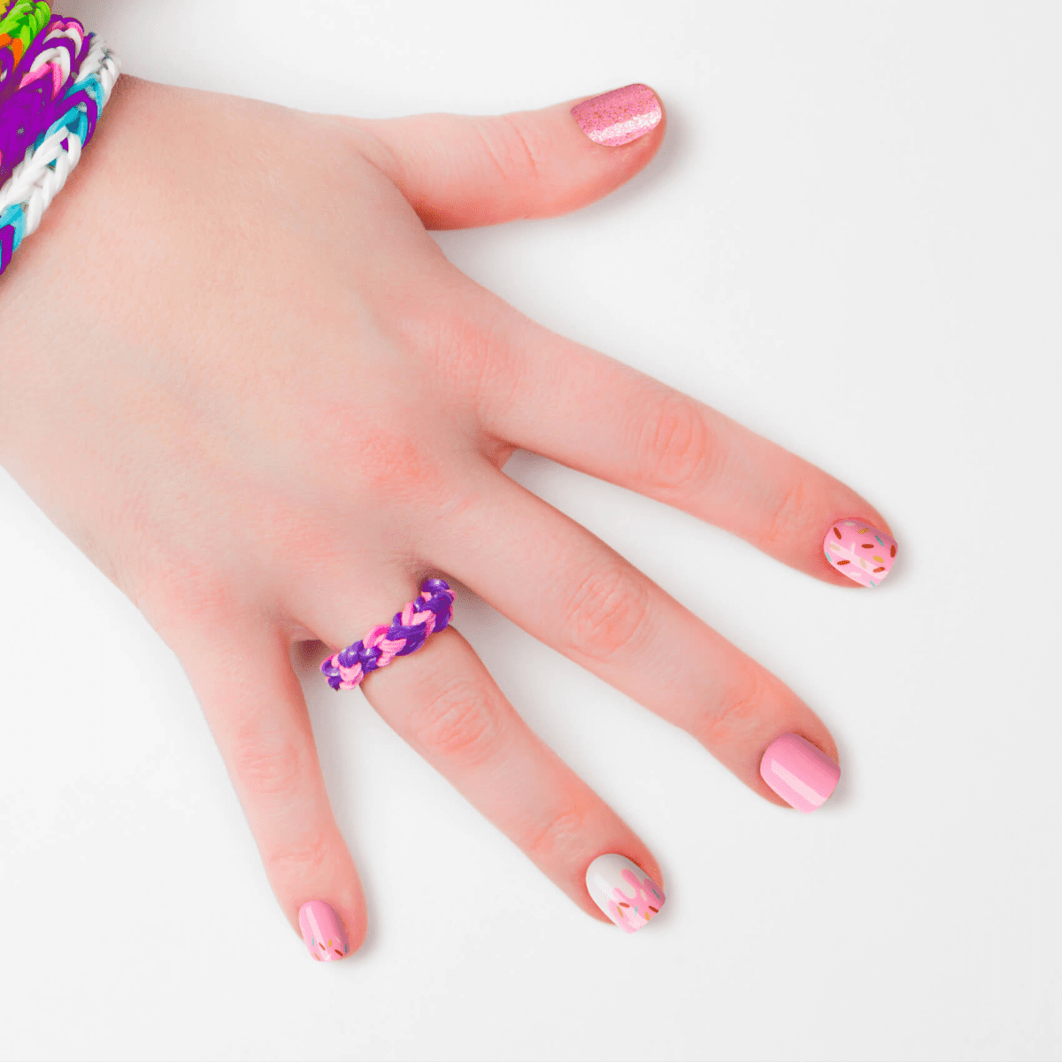 impress-kids-super-duper-no-glue-press-on-nails-pink-design-short-squoval-safe-f image 2