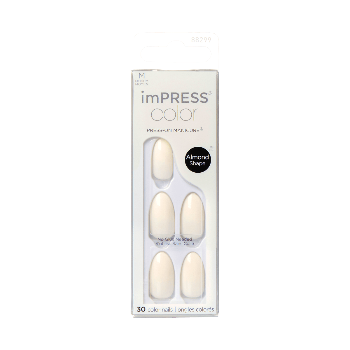 impress-color-no-glue-press-on-nails-ballroom-solid-white-medium-almond-manicure image 3