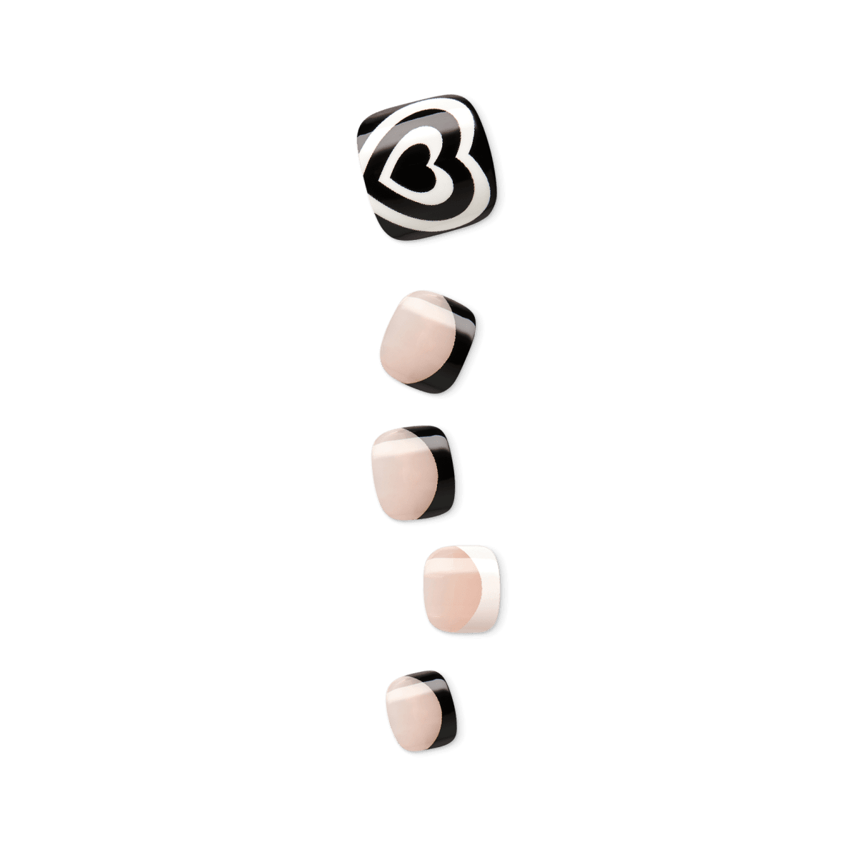 impress-design-rose-mist-press-on-toenails-black-white-print-short-square-24-nai image 1