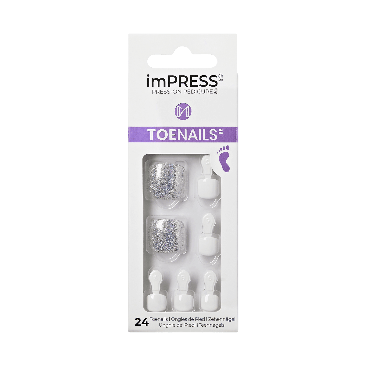 impress-design-no-glue-fake-press-on-toenails-white-sky-solid-silver-short-squar image 3