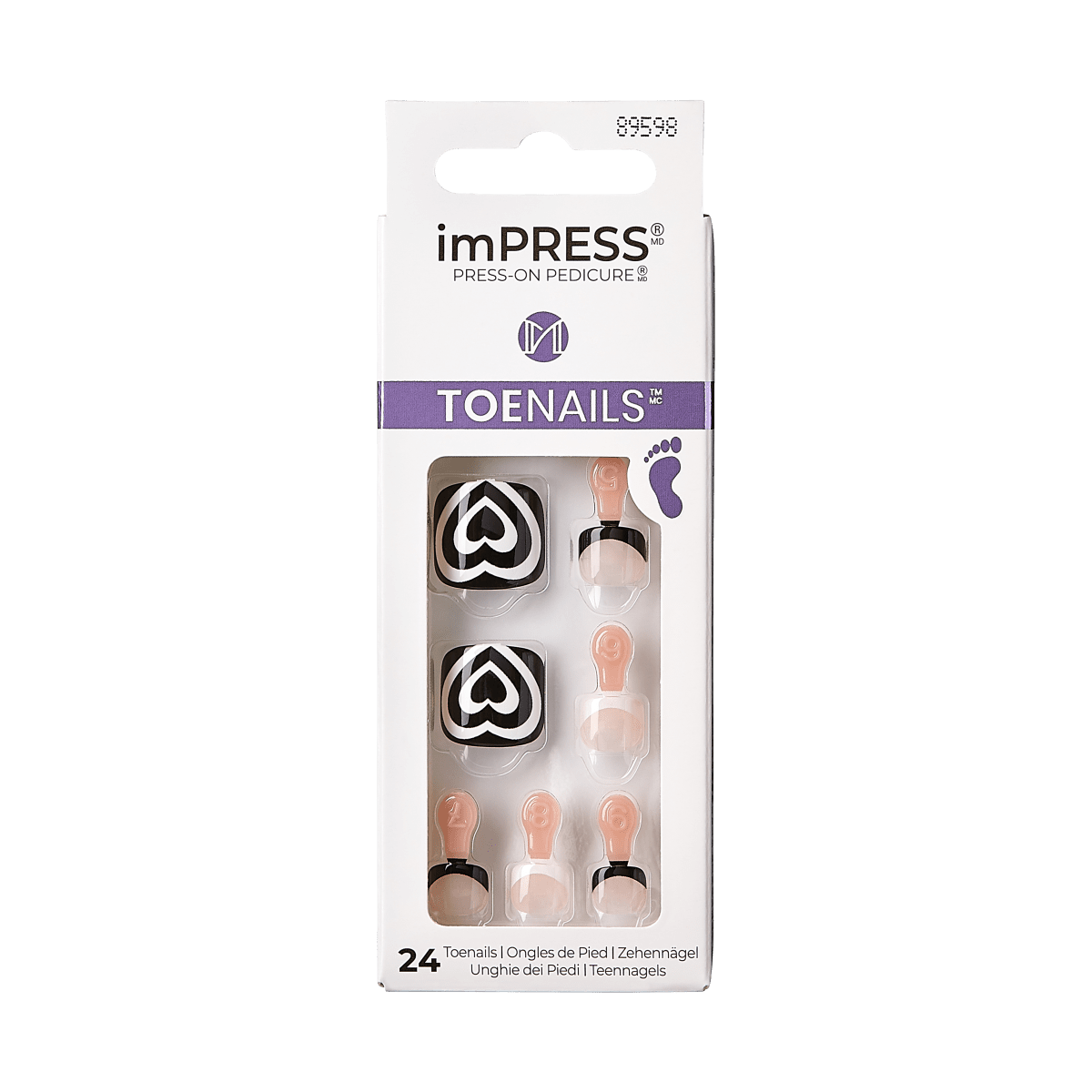 impress-design-rose-mist-press-on-toenails-black-white-print-short-square-24-nai image 3