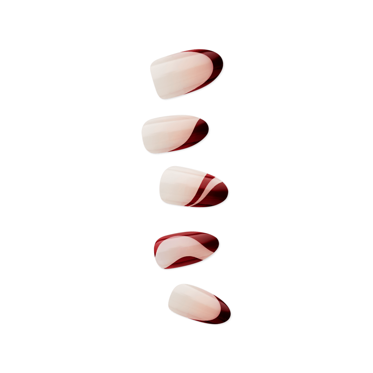 impress-no-glue-press-on-nails-vision-red-french-almond-medium-30-count image 1