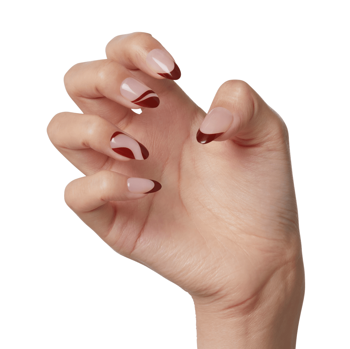 impress-no-glue-press-on-nails-vision-red-french-almond-medium-30-count image 2