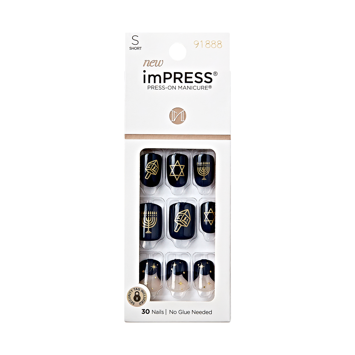 impress-design-limited-edition-hanukkah-press-on-nails-8-nights-blue-motif-short image 4
