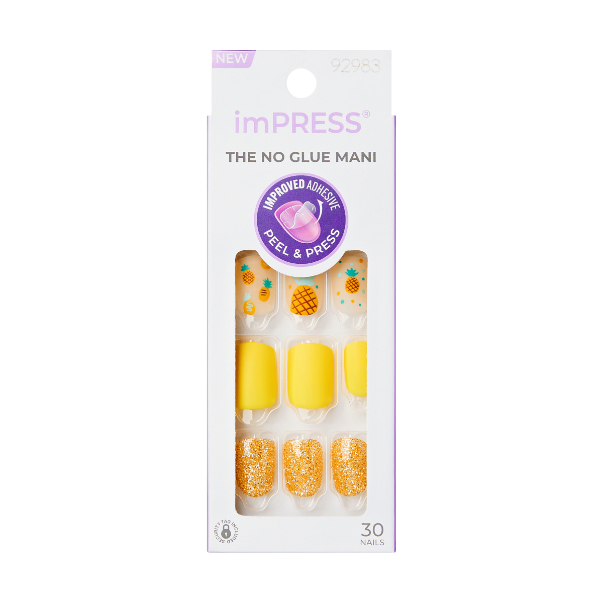 impress-design-no-glue-press-on-nails-sun-daze-design-yellow-short-squoval image 6