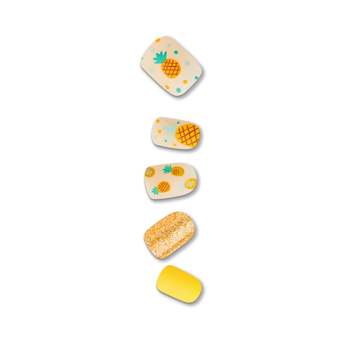 impress-design-no-glue-press-on-nails-sun-daze-design-yellow-short-squoval image 1