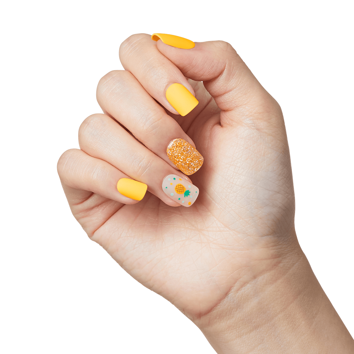 impress-design-no-glue-press-on-nails-sun-daze-design-yellow-short-squoval image 3