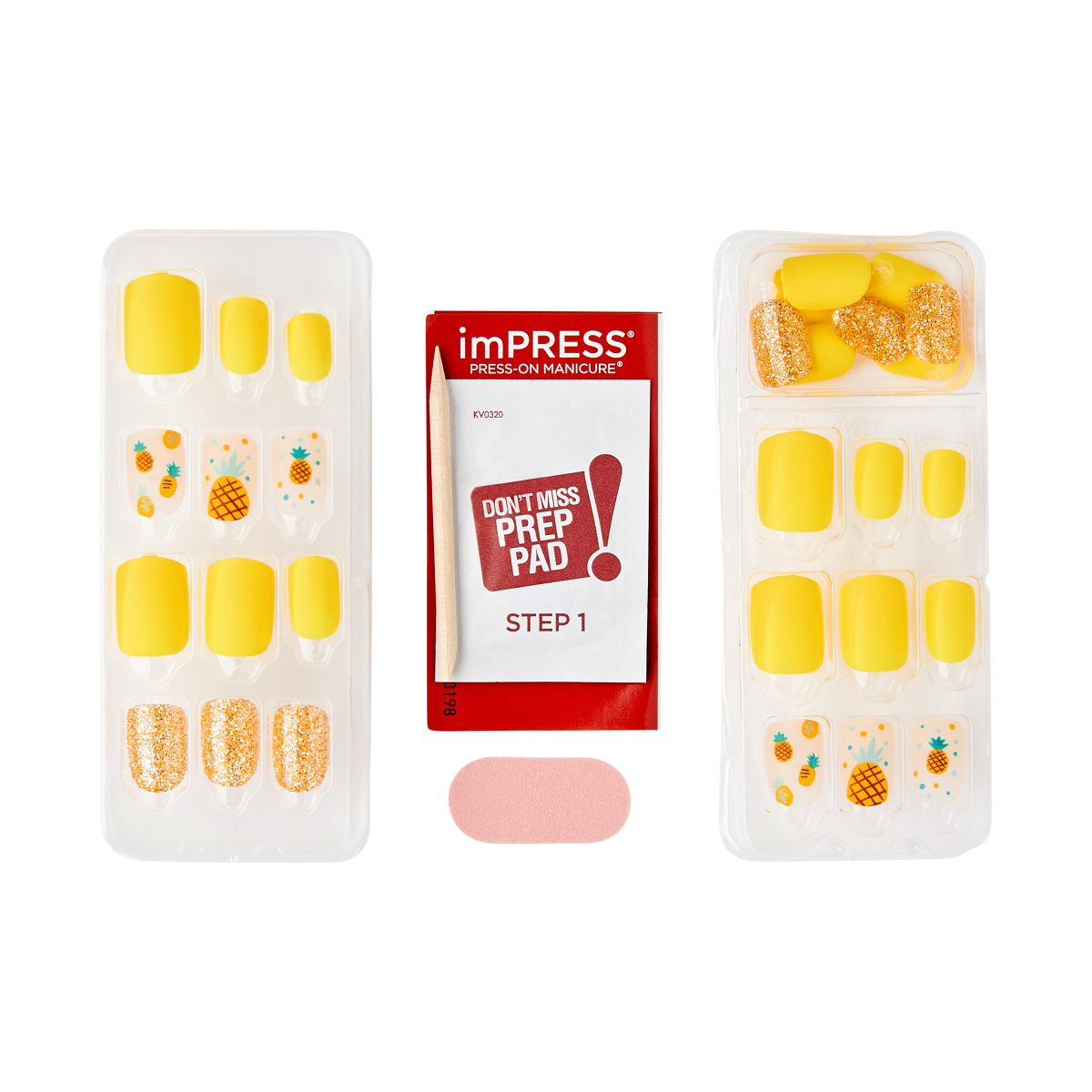 impress-design-no-glue-press-on-nails-sun-daze-design-yellow-short-squoval image 4