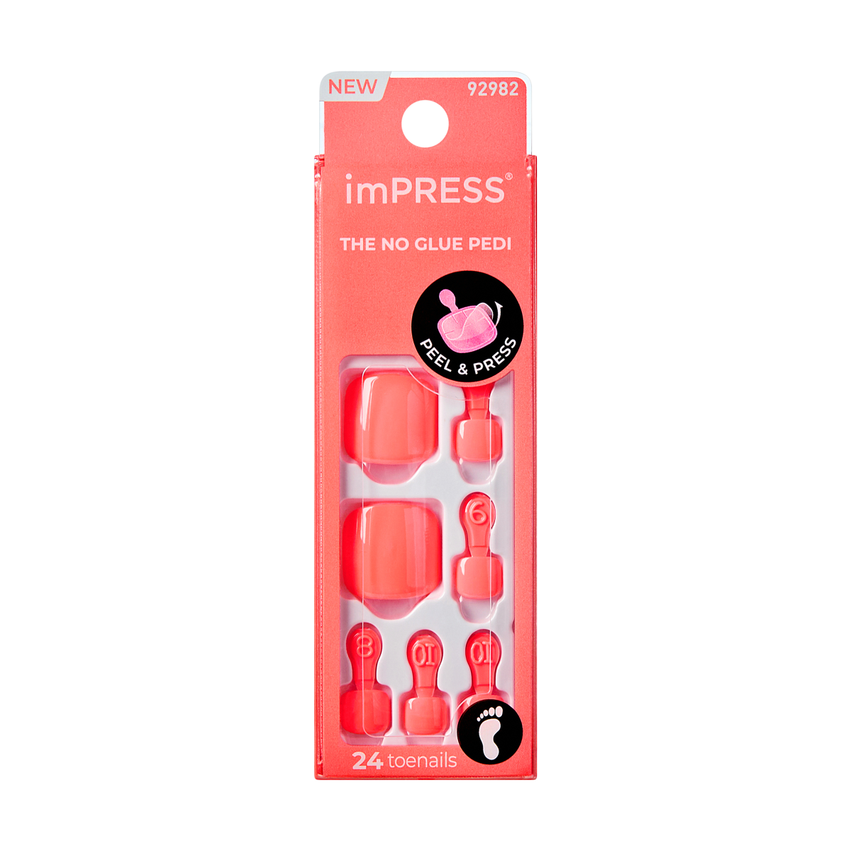 impress-sweet-as-honey-design-no-glue-press-on-toenails-solid-orange-short-squov image 5