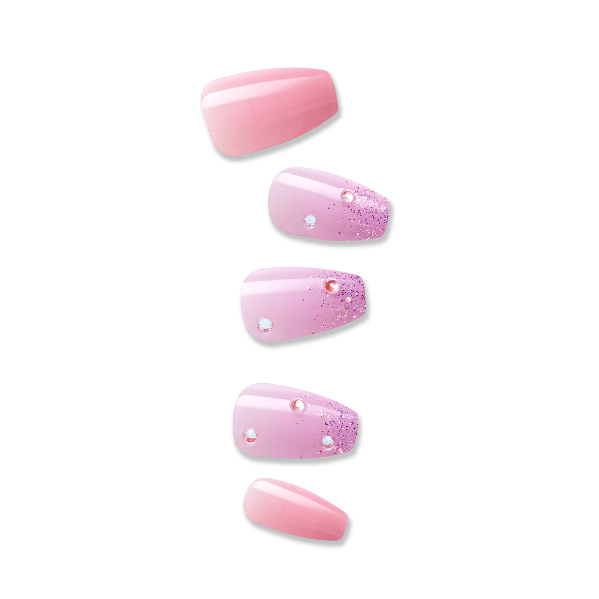 impress-design-press-on-nails-moonlit-pink-coffin-medium-3d-jewels-rhinestones image 1