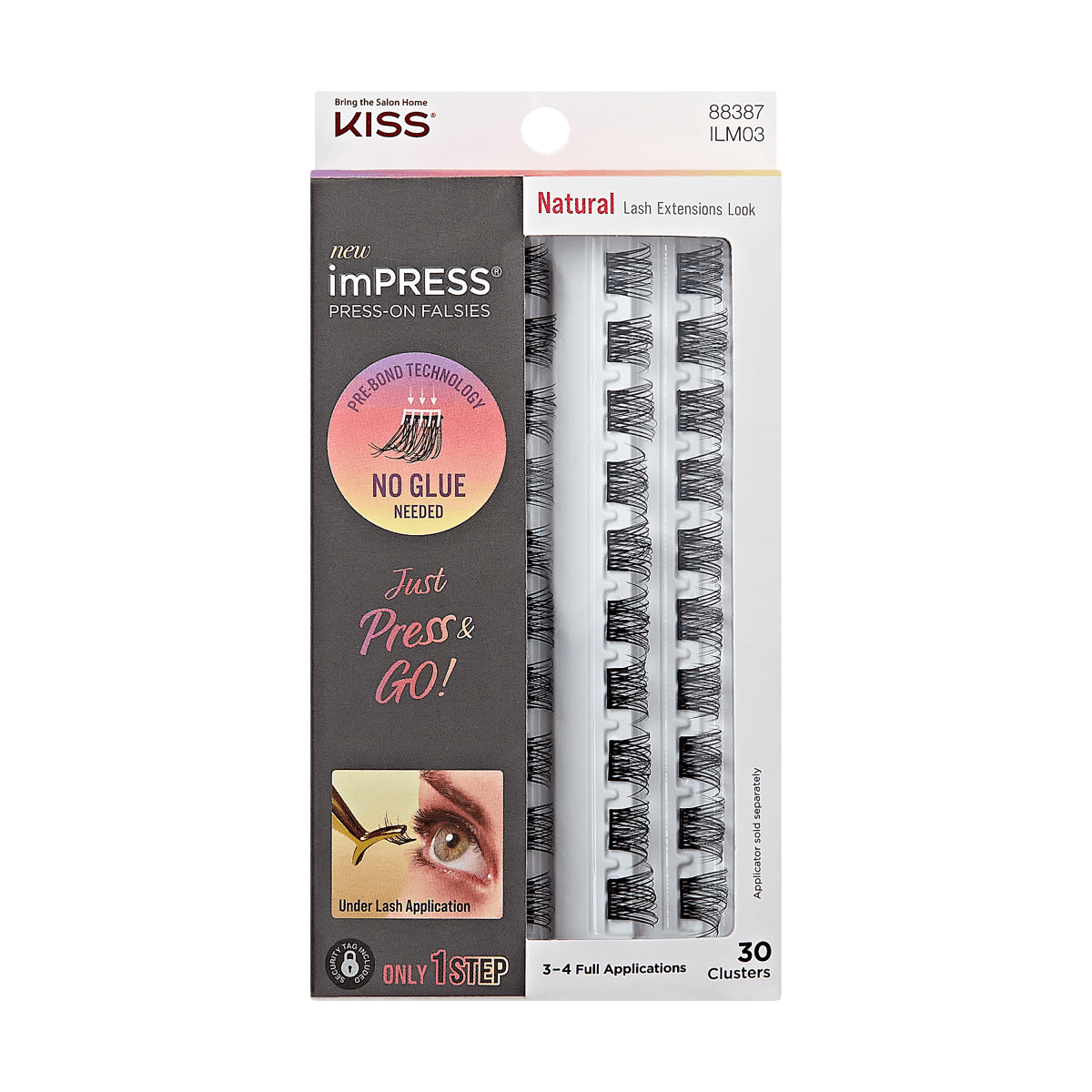 impress-falsies-pre-glued-false-eyelashes-refills-natural-30-lash-clusters-10mm- image 1
