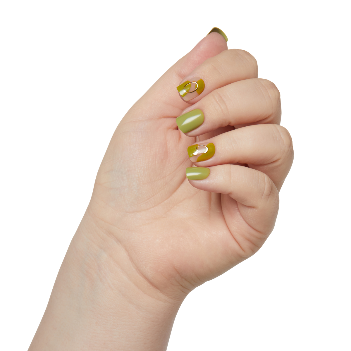 impress-design-no-glue-press-on-nails-before-sunrise-green-short-squoval image 3