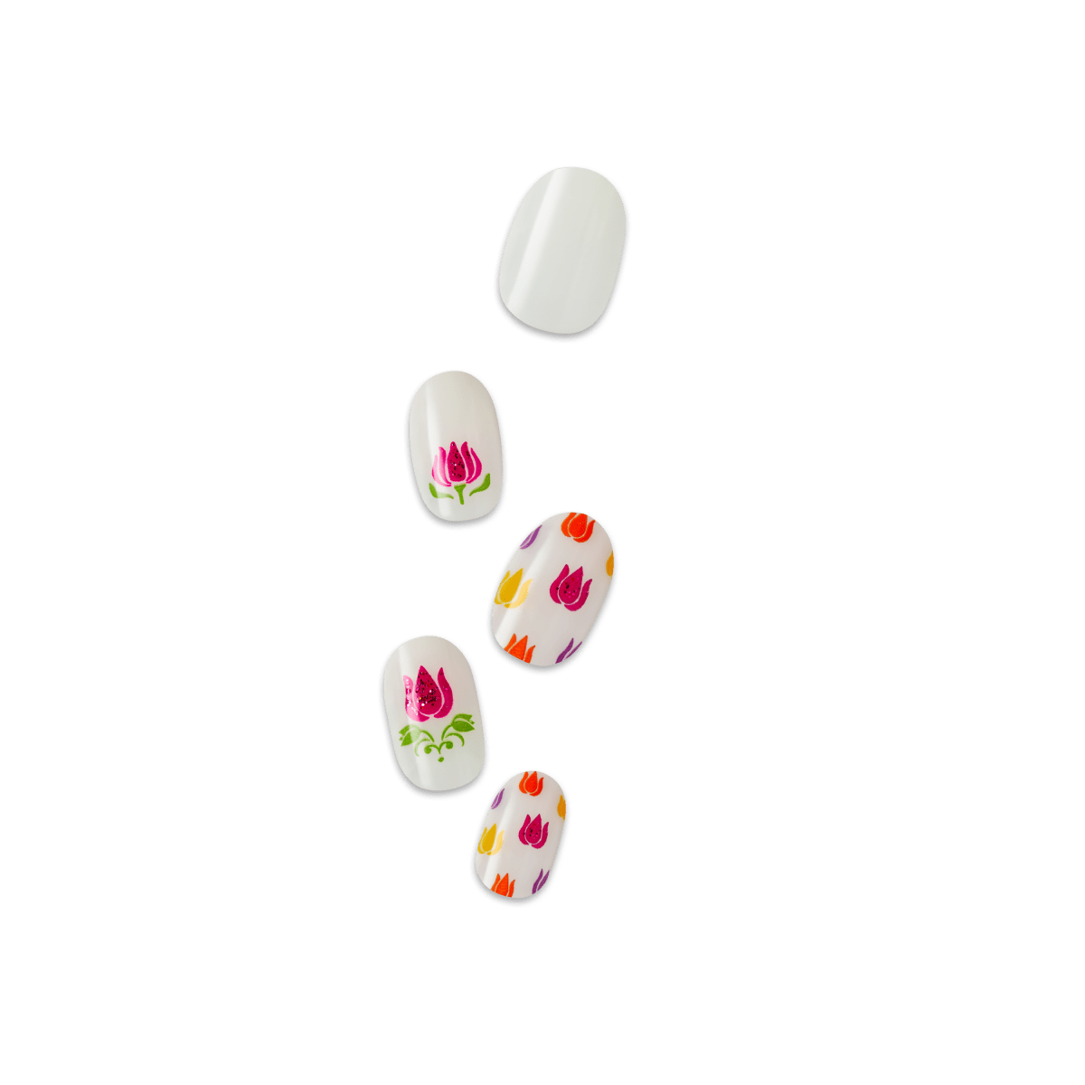 wicked-x-impress-beautifical-press-on-nails-design-white-medium-oval-manicure image 1