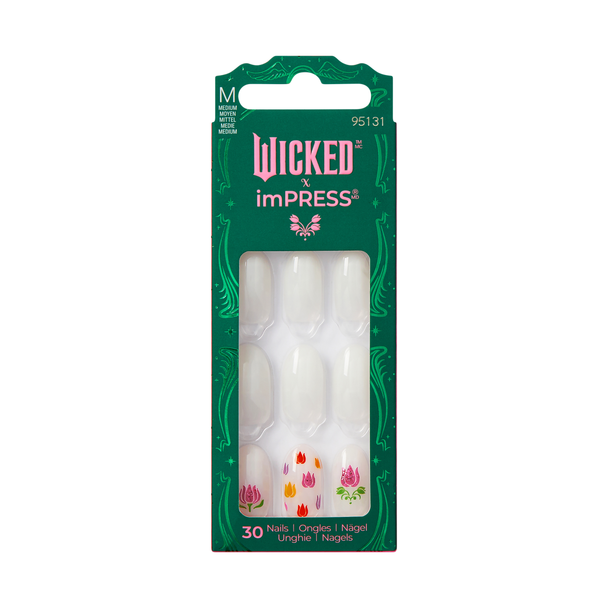 wicked-x-impress-beautifical-press-on-nails-design-white-medium-oval-manicure image 6