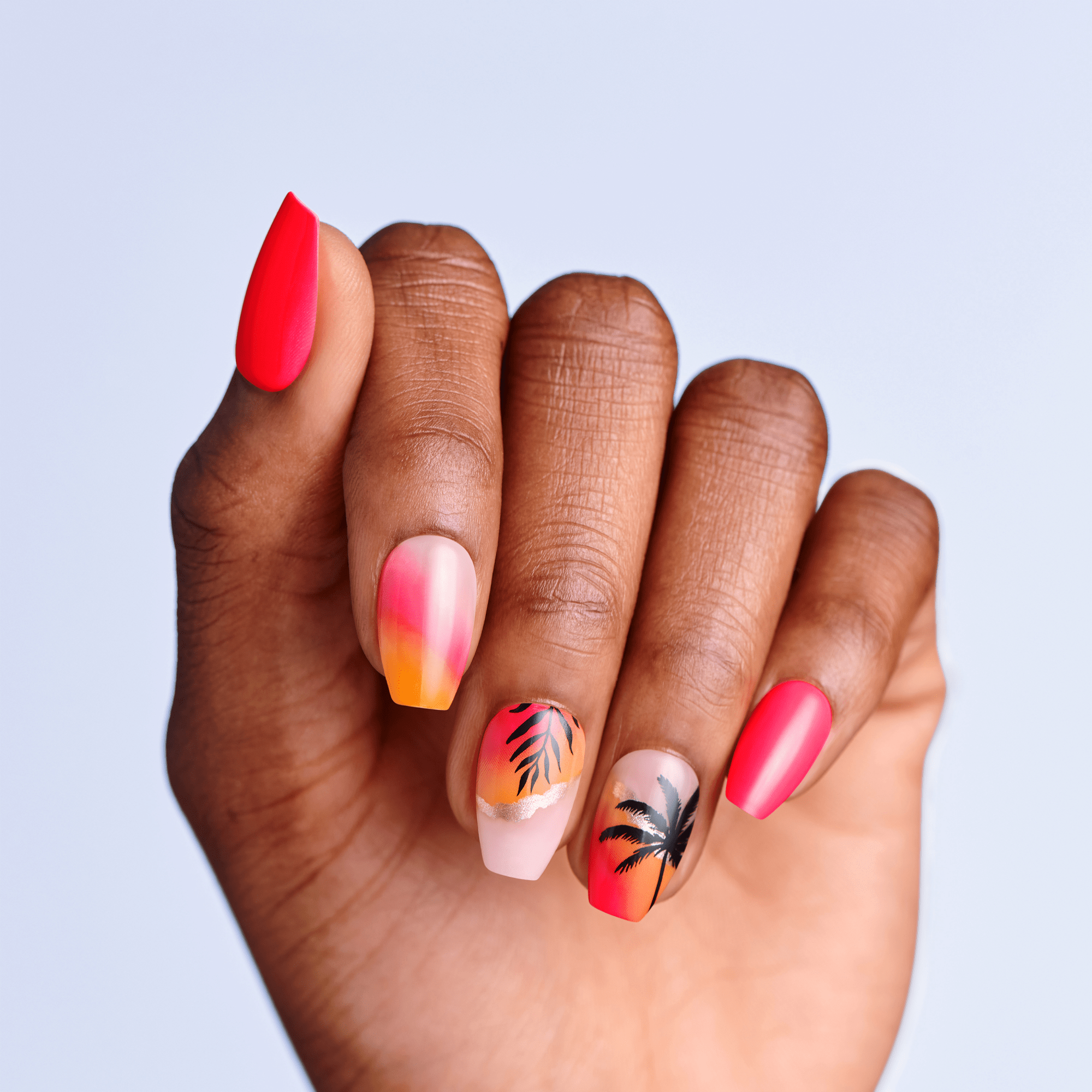impress-sol-press-on-nails-tropical-multicolor-design-coffin-medium image 3