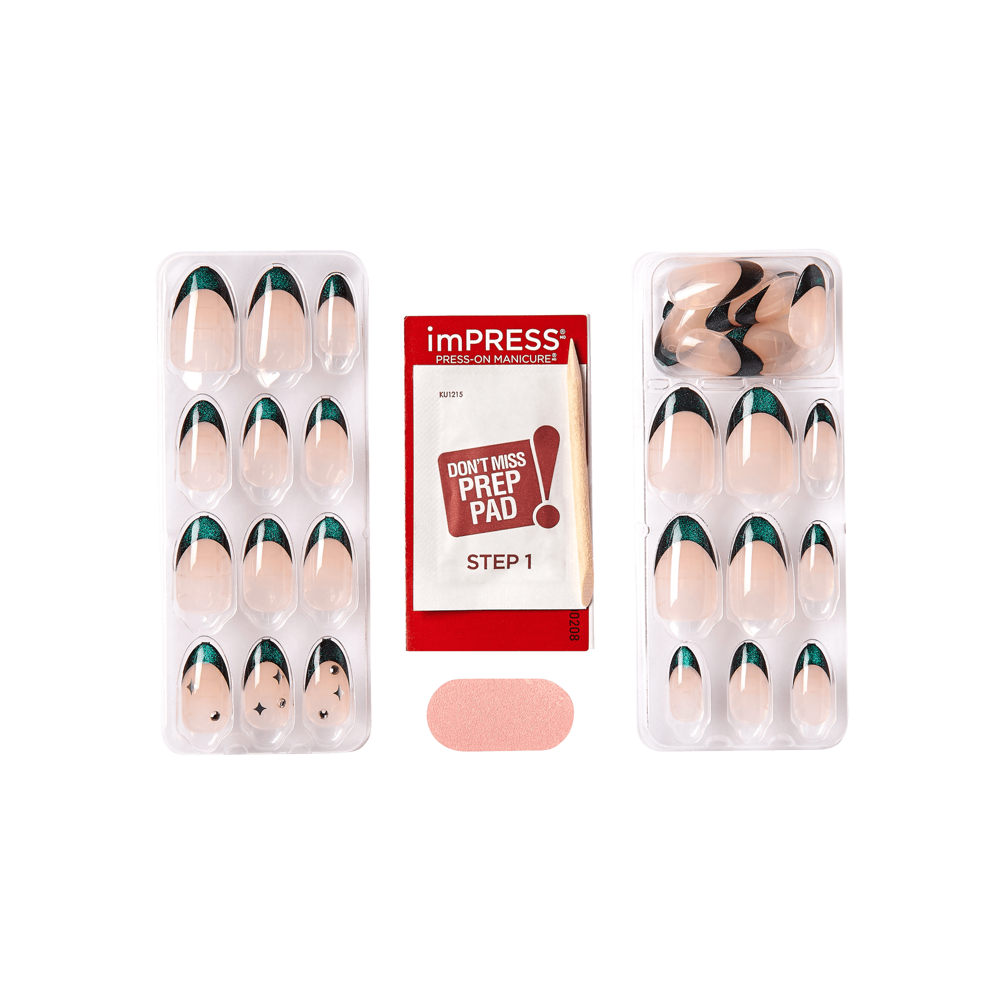 impress-premium-visions-press-on-nails-metallic-green-3d-jewel-french-almond-med image 5