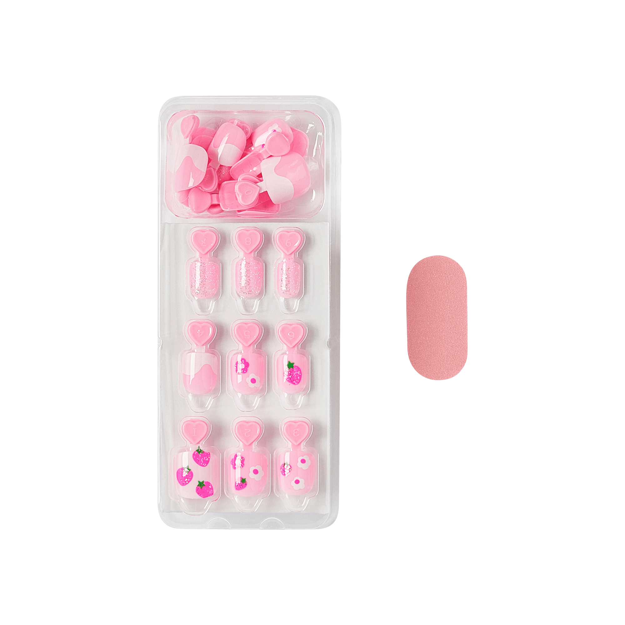 impress-kids-no-glue-fake-press-on-nails-berry-cute-design-pink-kids-squoval-man image 3