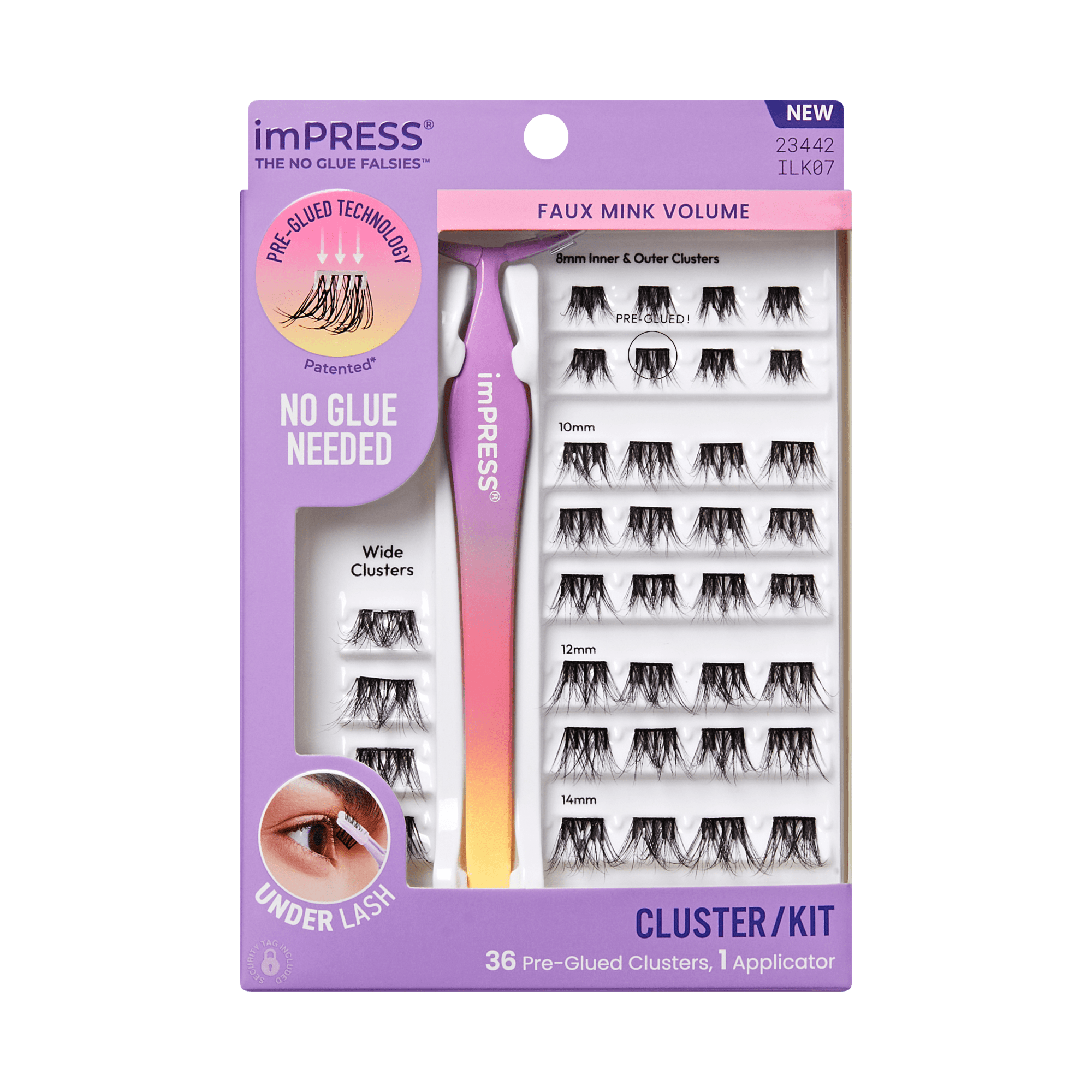 impress-falsies-pre-glued-cluster-lashes-starter-kit-faux-mink-volume-36-pieces- image 1