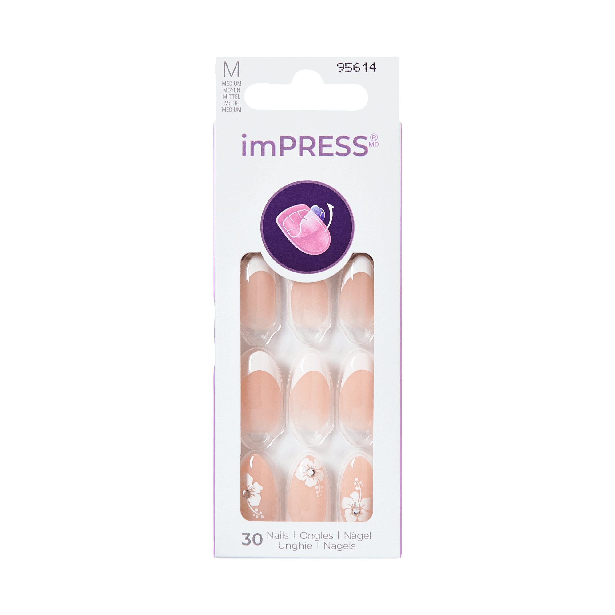 impress-design-no-glue-fake-press-on-nails-uplifted-french-white-medium-almond-m image 7