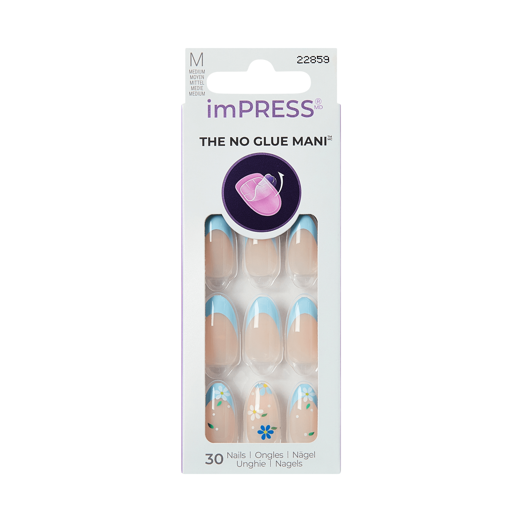 impress-design-no-glue-fake-press-on-nails-golden-nest-pastel-blue-french-floral image 7
