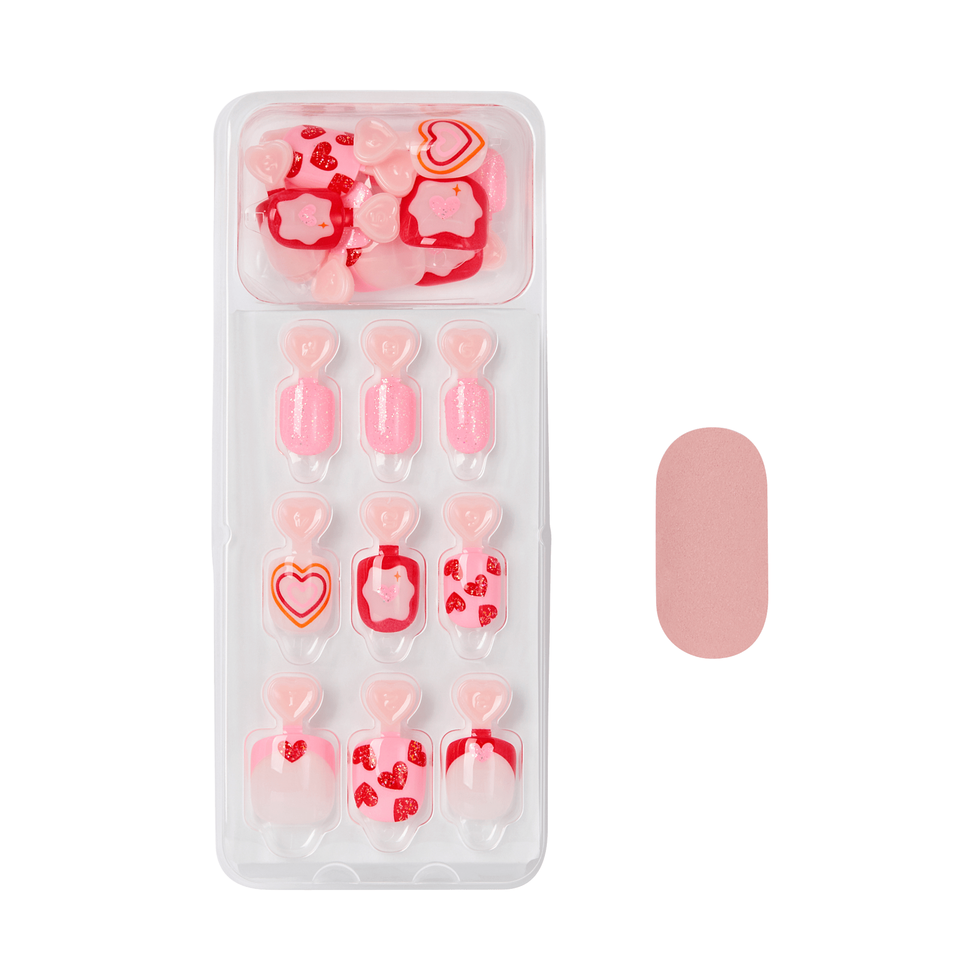 impress-kids-no-glue-fake-press-on-nails-magical-friend-pink-red-design-short-sq image 4