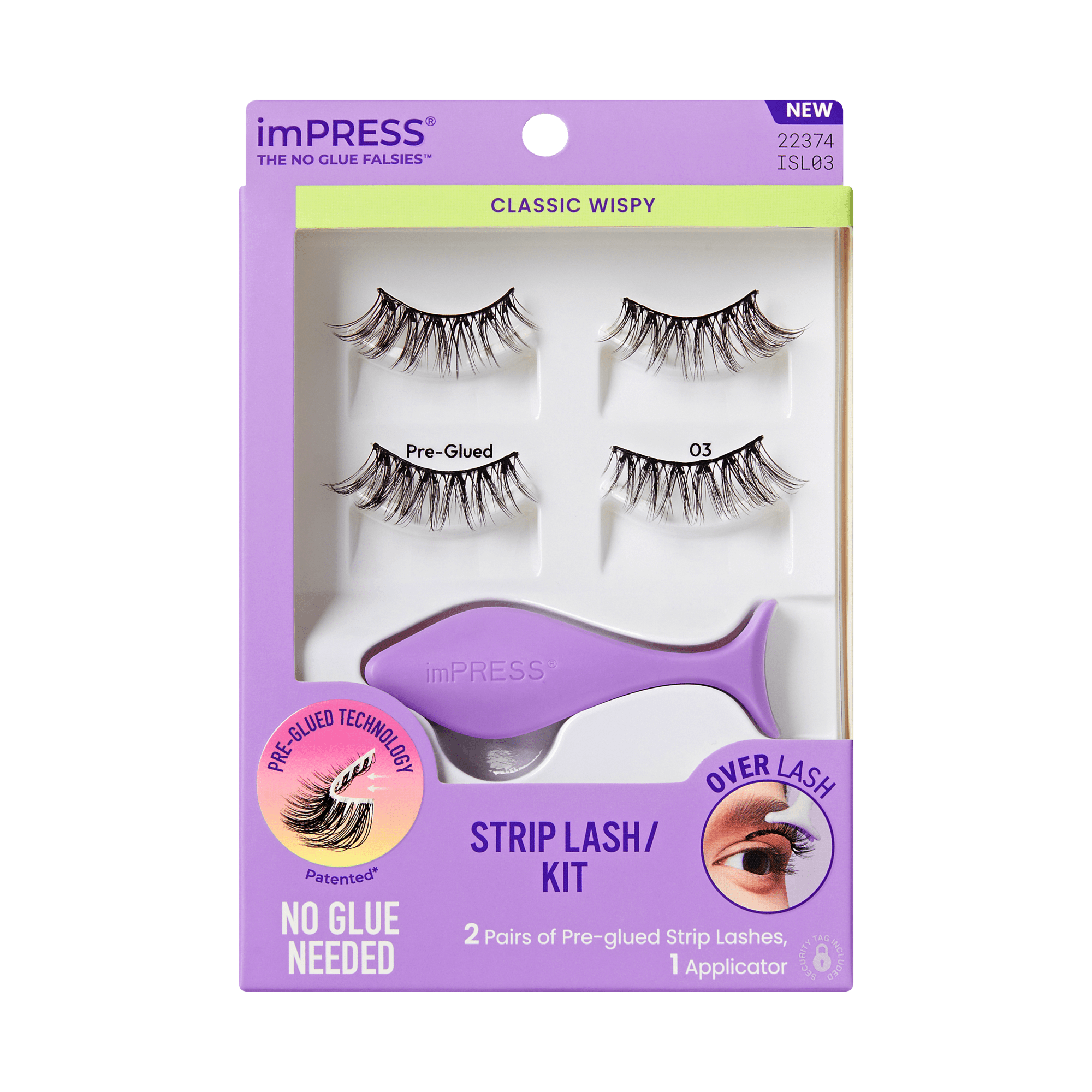 impress-falsies-pre-glued-strip-eyelashes-starter-kit-classic-wispy-16mm-2-pairs image 1