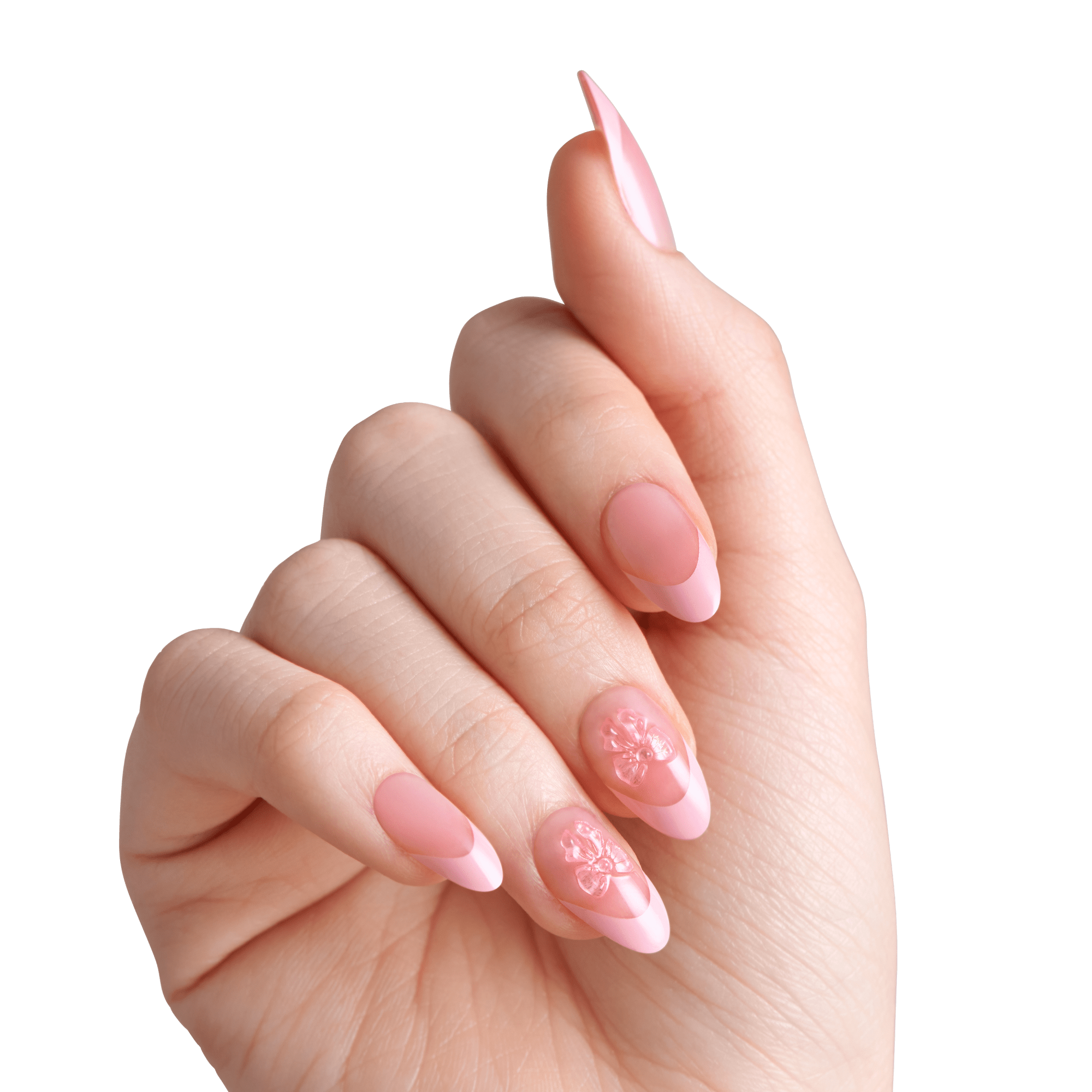 impress-design-no-glue-fake-press-on-nails-glow-muse-3d-jewel-french-design-pink image 3