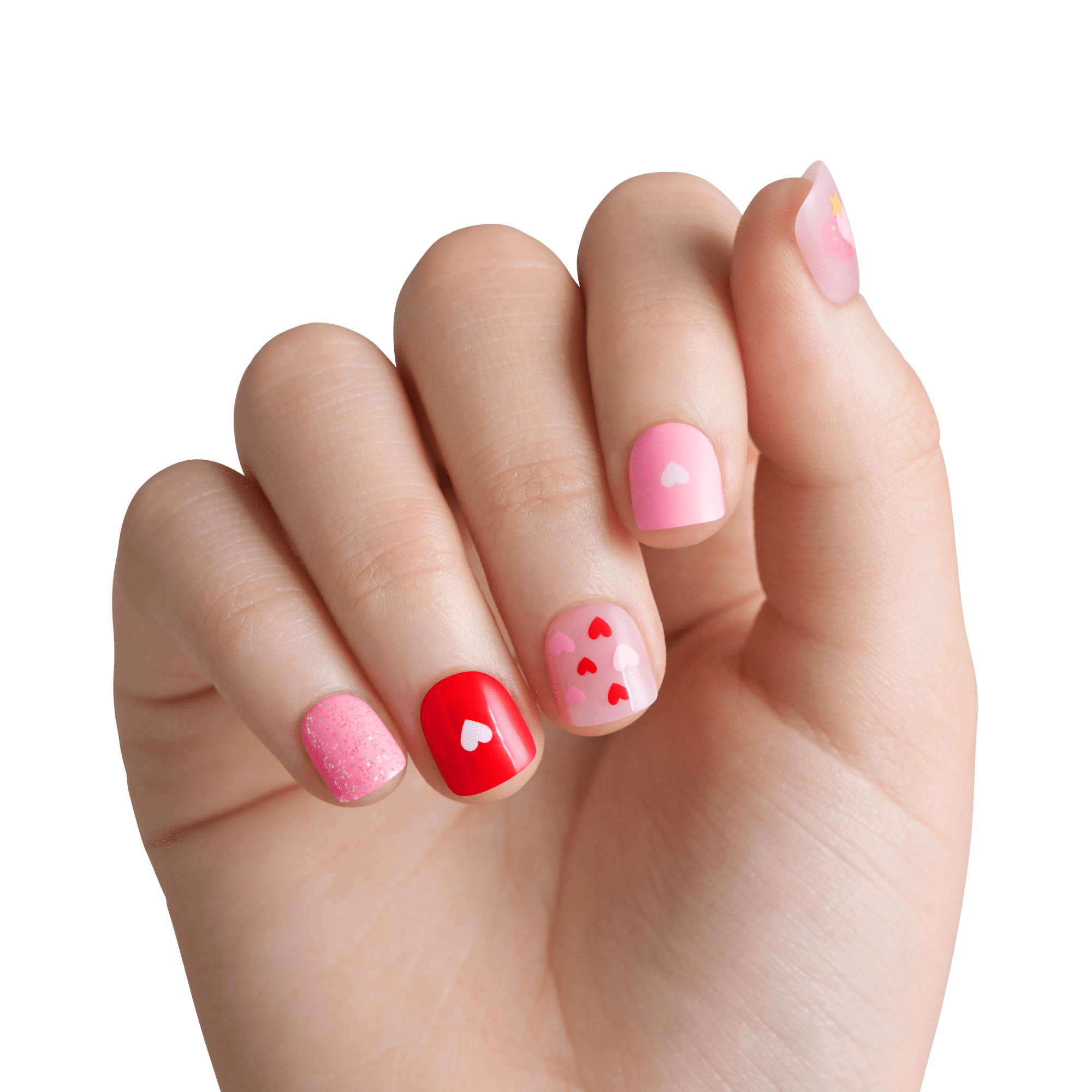 impress-kids-your-smile-press-on-nails-no-glue-multicolor-hearts-squoval-20-coun image 3
