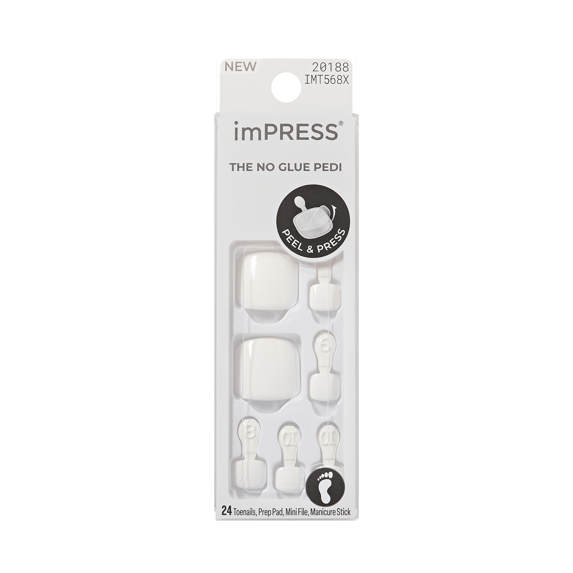 impress-color-no-glue-press-on-toenails-feel-the-beat-solid-white-short-squoval- image 6