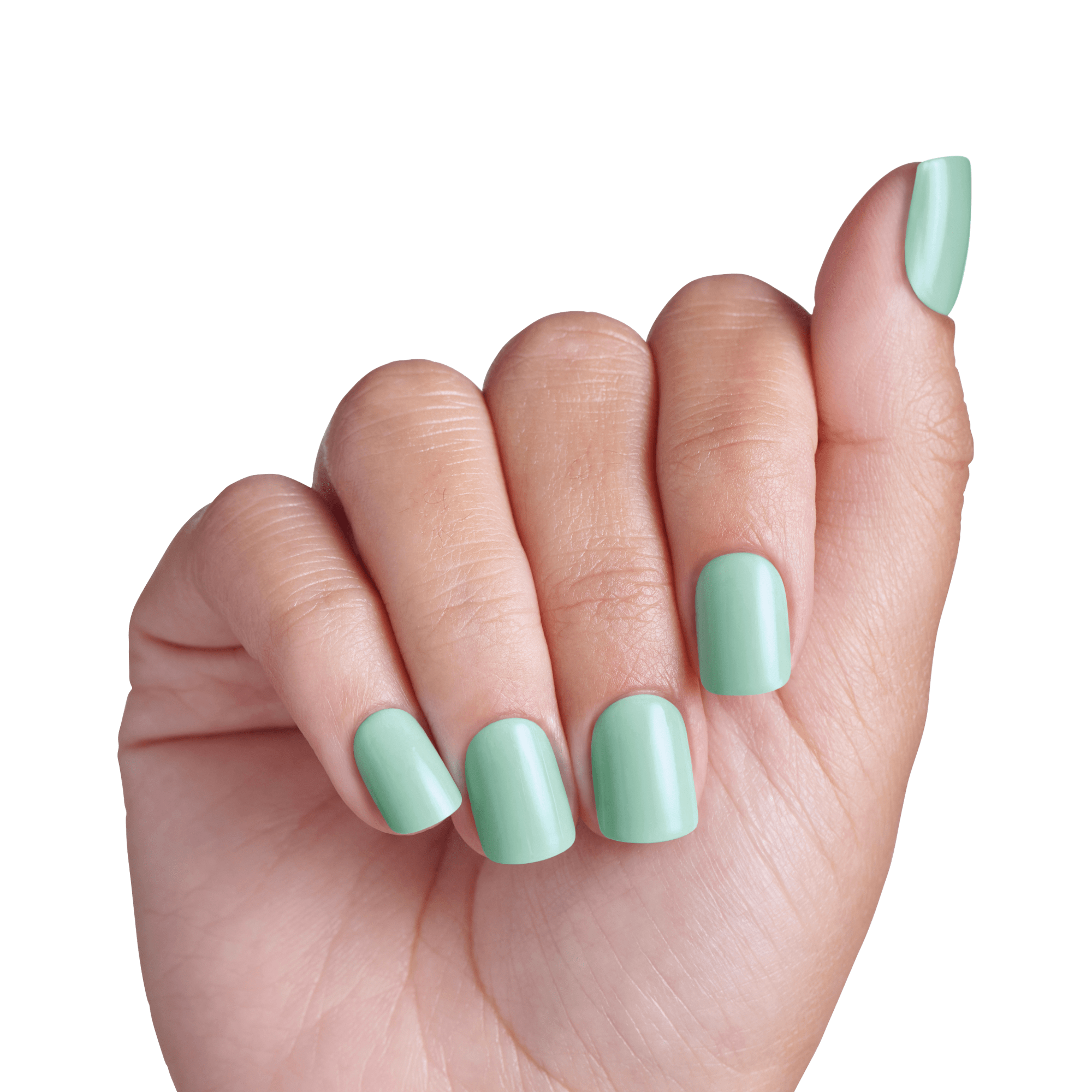 impress-get-closer-no-glue-press-on-nails-solid-green-short-squoval-manicure image 3