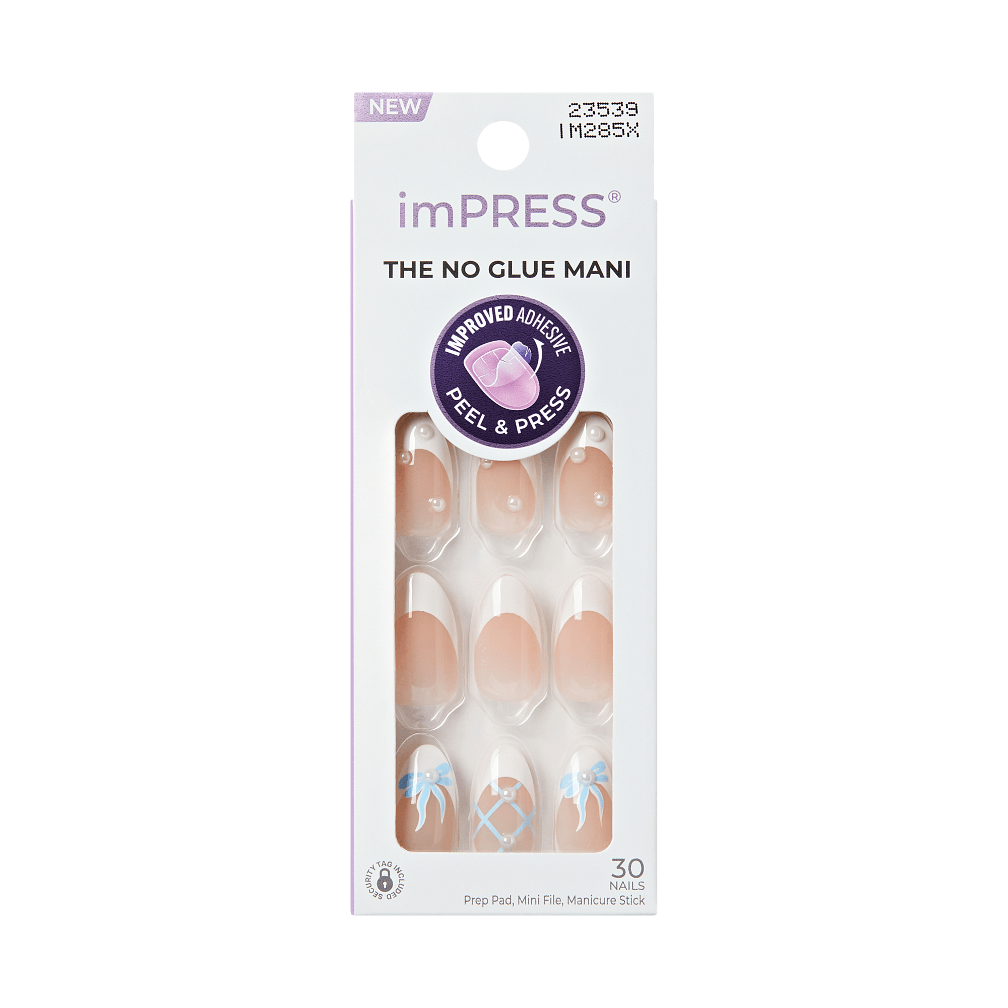 impress-design-no-glue-fake-press-on-nails-aura-french-design-with-bows-pearls-w image 7