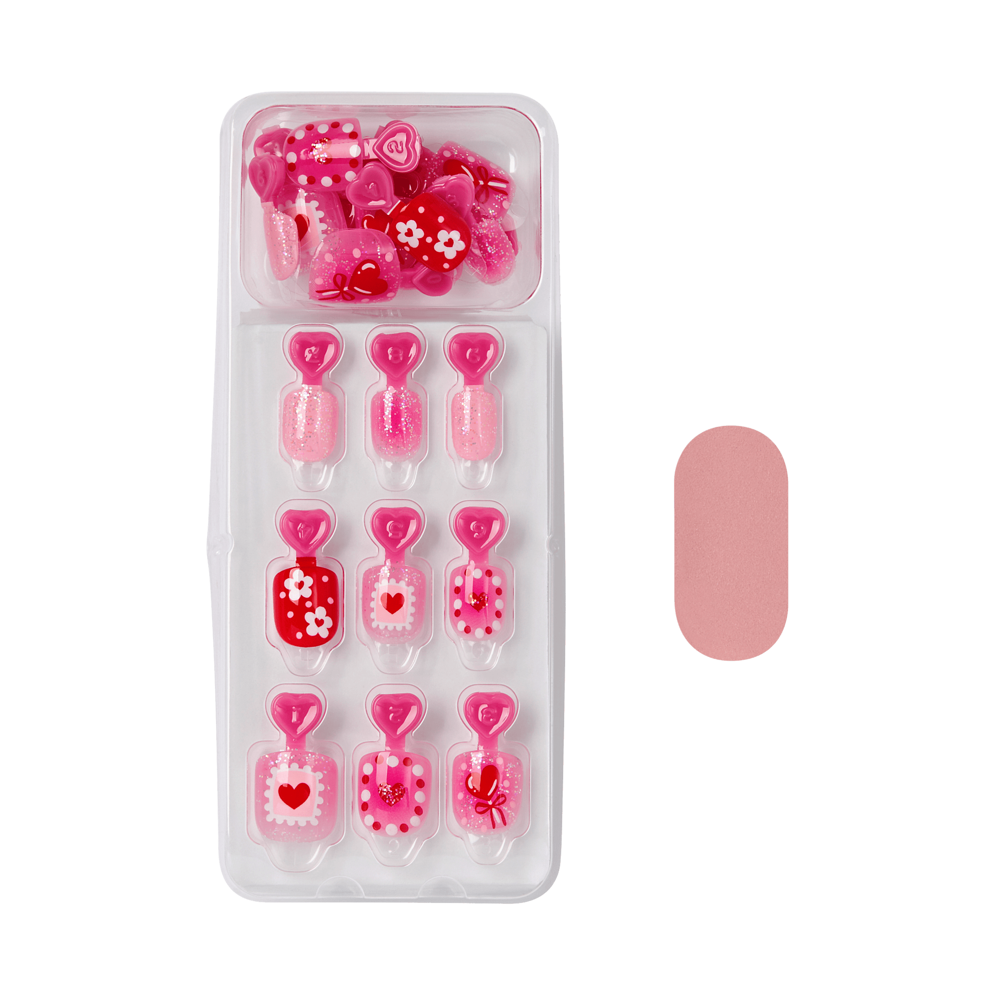 impress-kids-no-glue-press-on-nails-candy-heart-design-red-pink-squoval-20-nails image 5