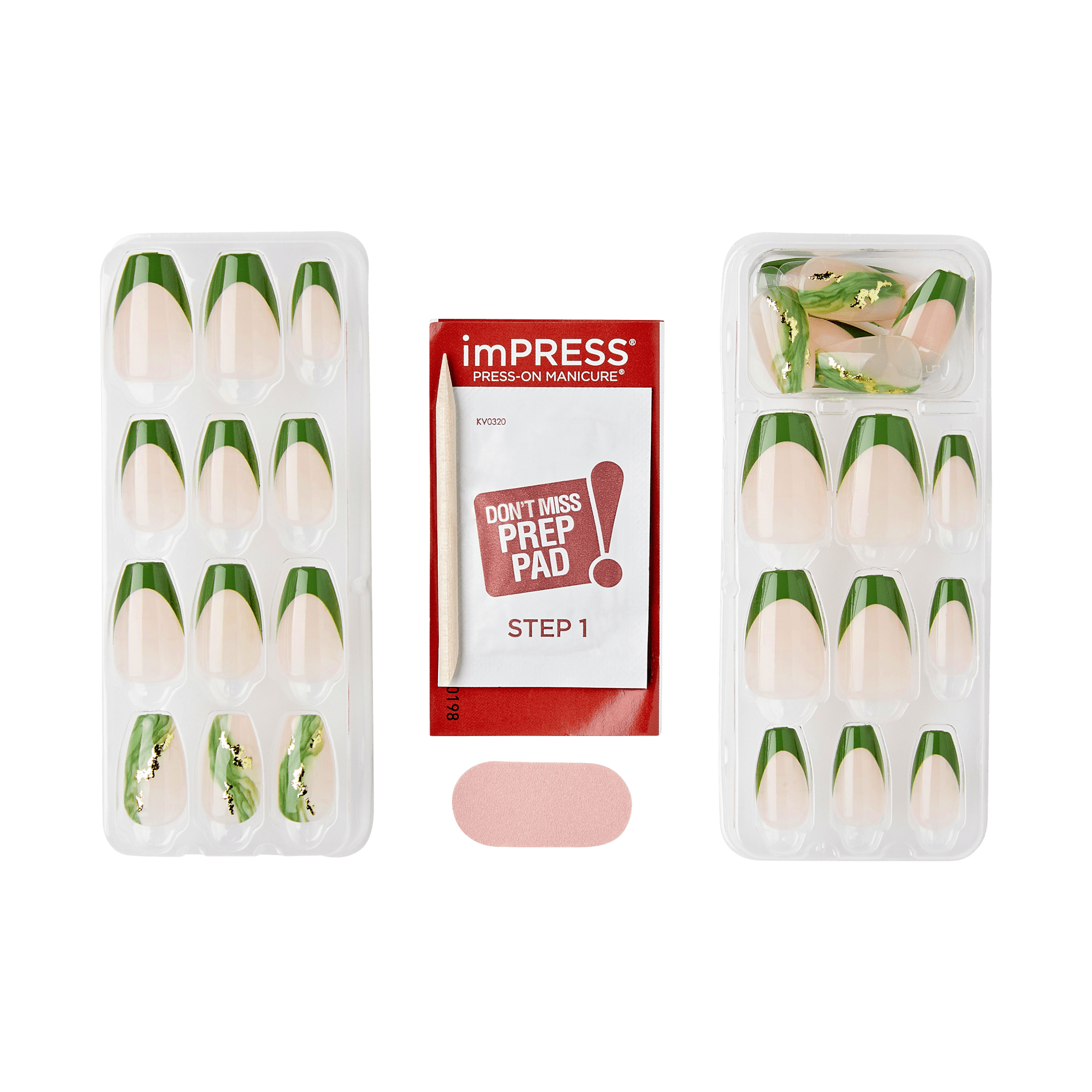 impress-design-no-glue-fake-press-on-nails-ballerina-french-design-green-medium- image 4