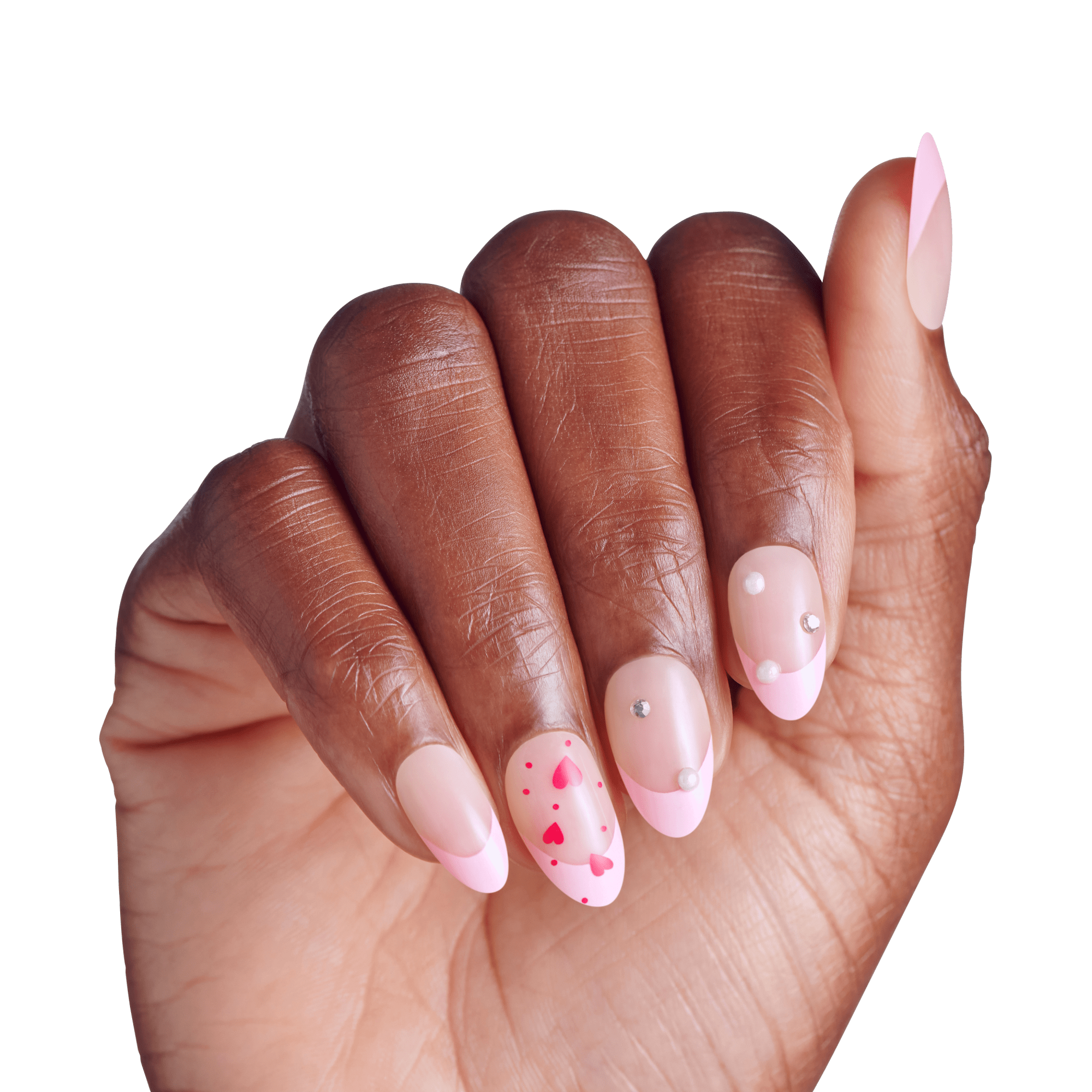 impress-still-the-one-no-glue-press-on-nails-3d-jewel-french-design-pink-medium- image 4