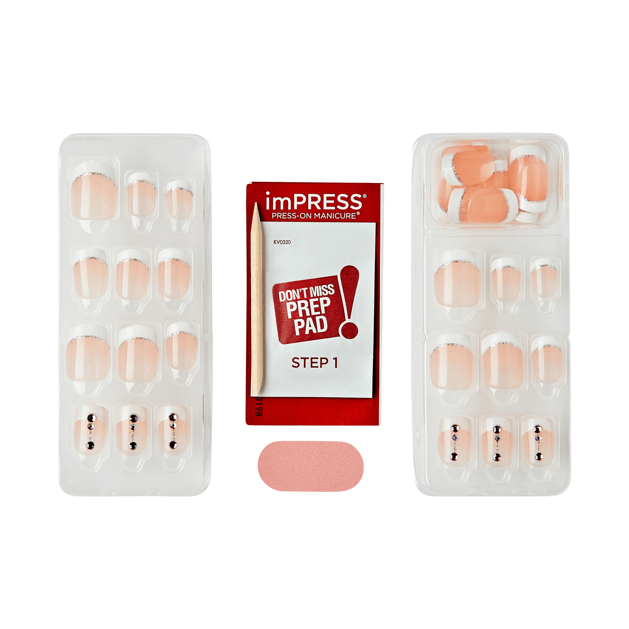 impress-falling-no-glue-press-on-nails-white-french-3d-jewel-short-squoval-30-co image 4