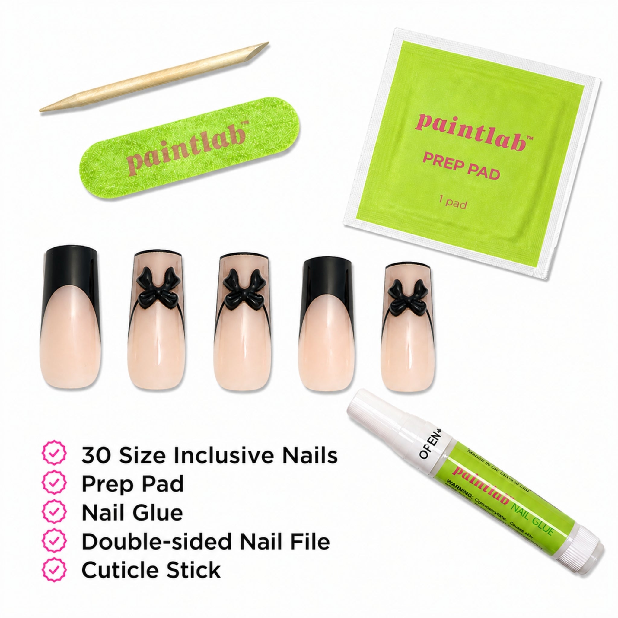 paintlab-pin-up-long-square-press-on-nails-3d-bow-french-tips image 4