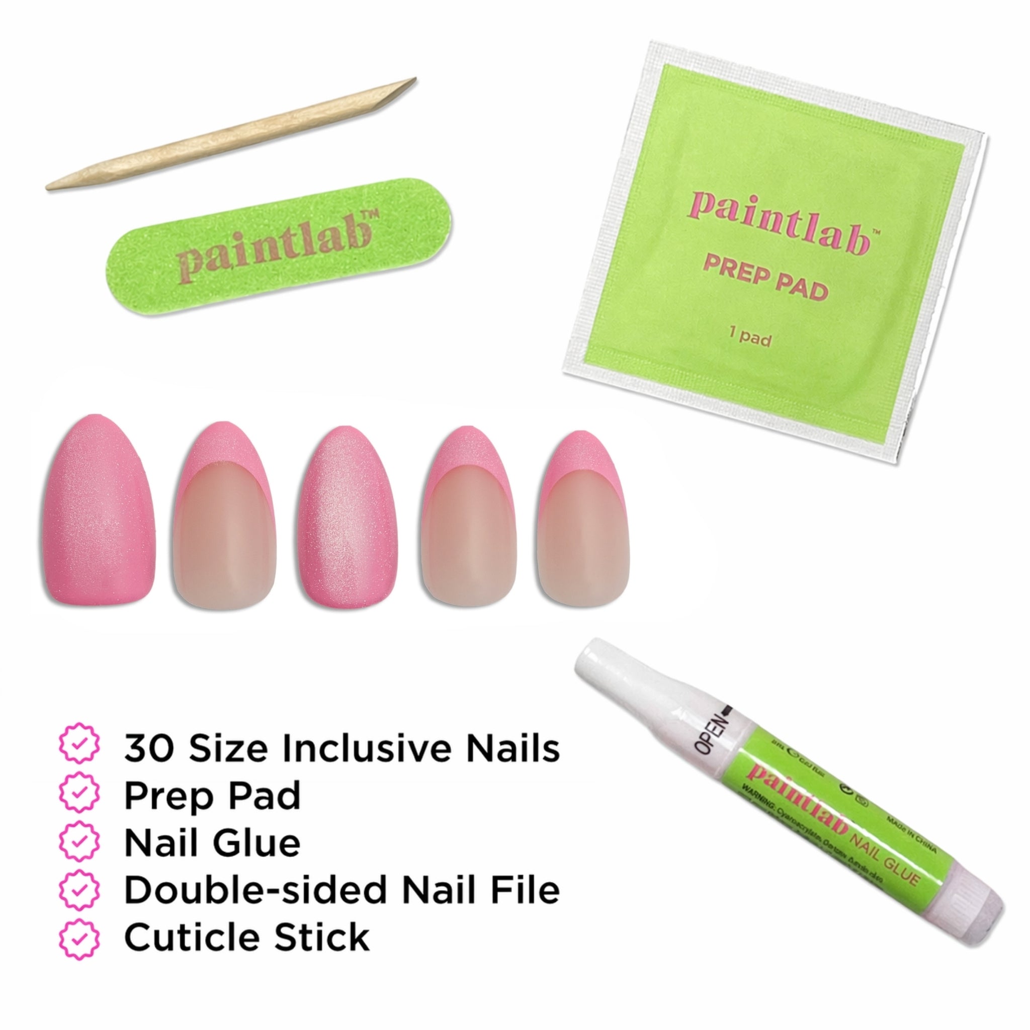 paintlab-pink-sunset-glitter-short-almond-press-on-nails image 4