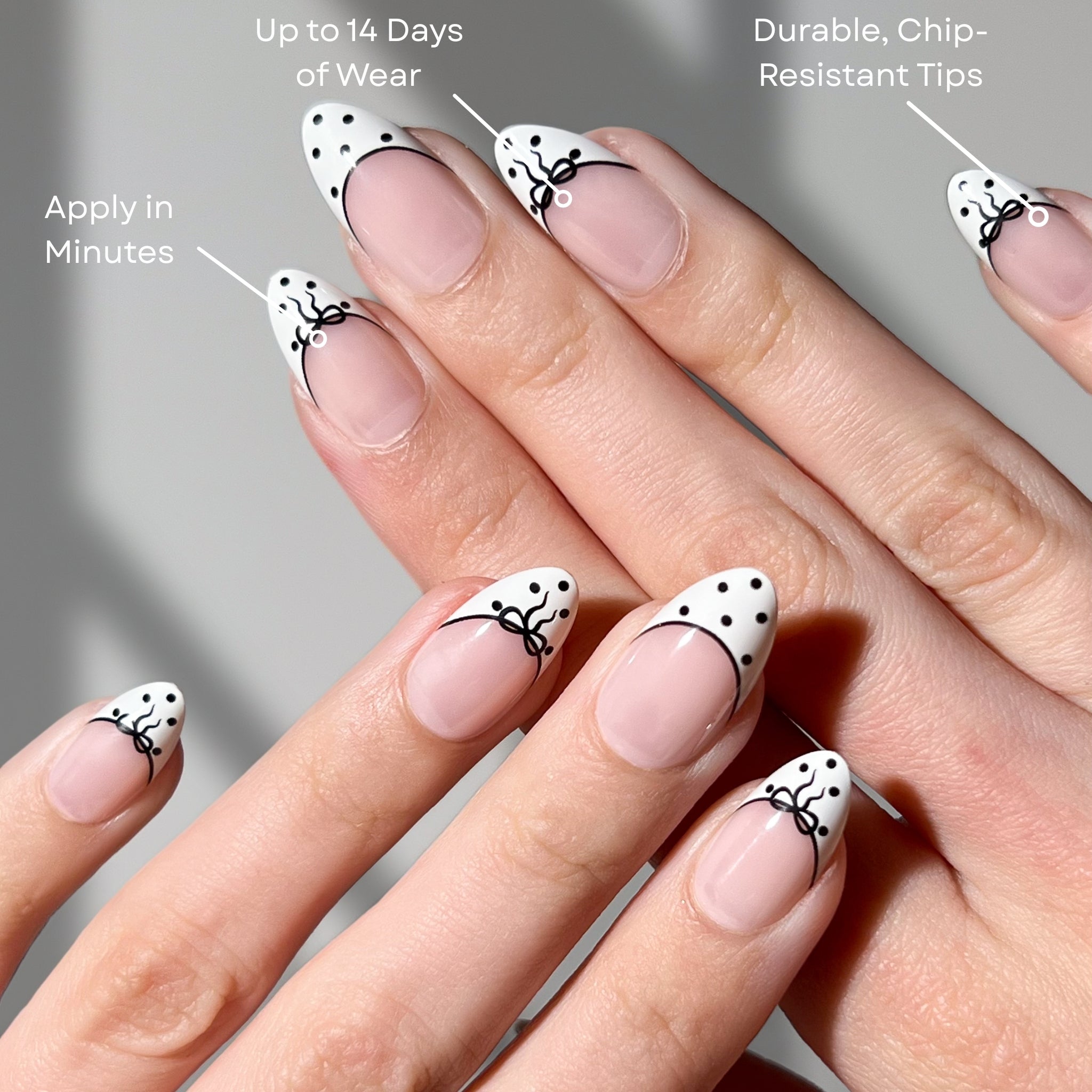 paintlab-bows-and-dots-short-almond-press-on-nails-cute-french-tip-with-bow-deta image 2