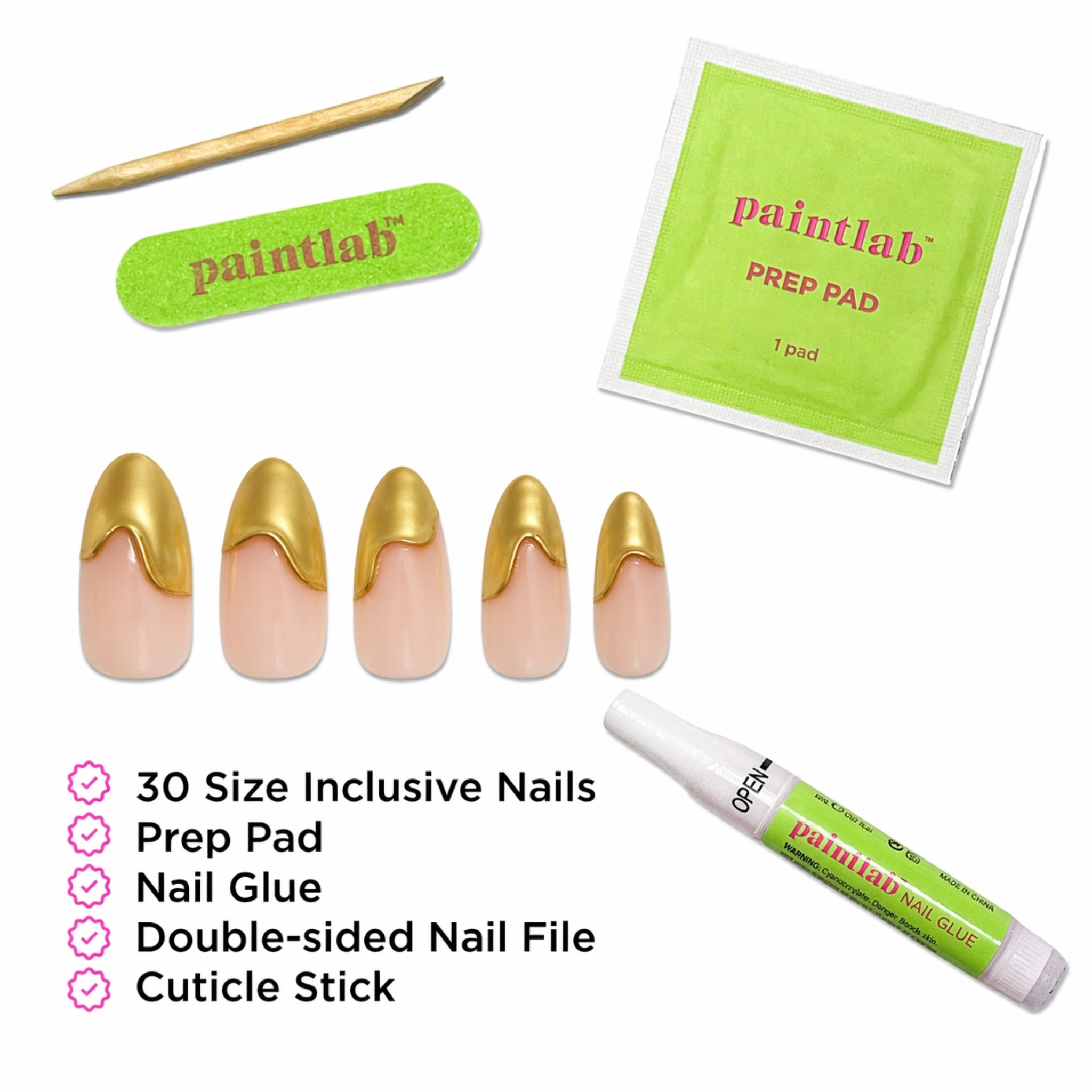 paintlab-gold-bougie-almond-press-on-nails-with-3d-accents image 4