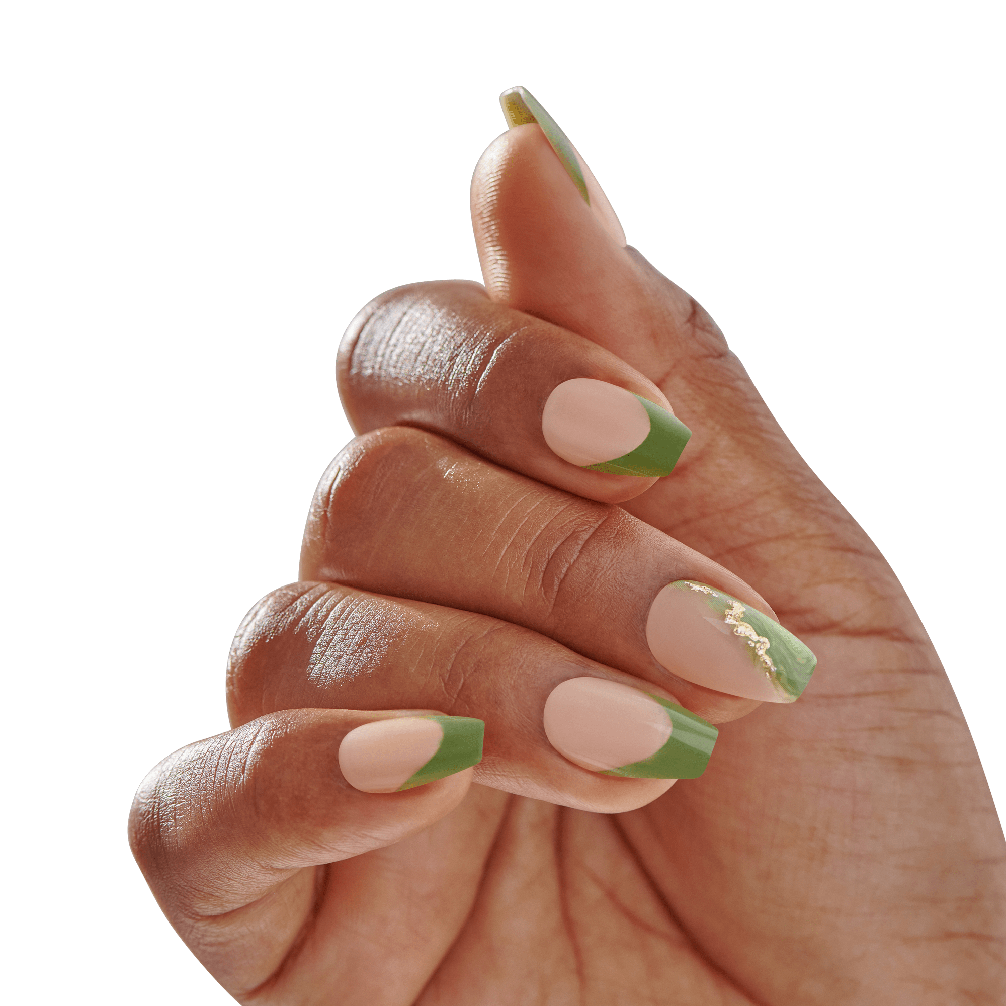 impress-design-no-glue-fake-press-on-nails-ballerina-french-design-green-medium- image 3
