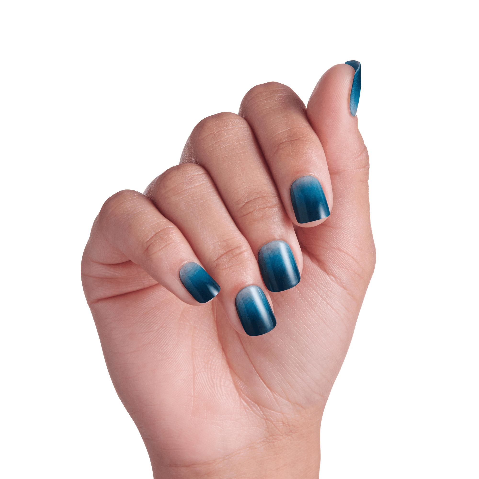impress-velvet-breeze-no-glue-press-on-nails-solid-blue-short-squoval-manicure image 3