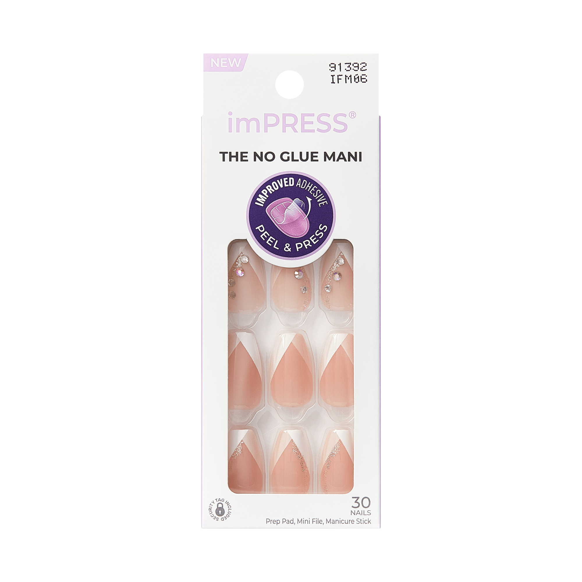 impress-french-no-glue-fake-press-on-nails-glimpse-3d-jewel-french-white-medium- image 7