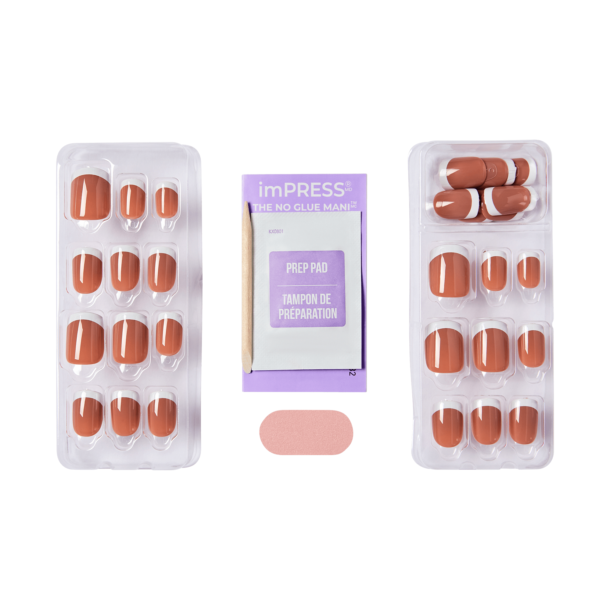 impress-chatoyer-no-glue-press-on-nails-brown-french-design-short-squoval-30-cou image 3