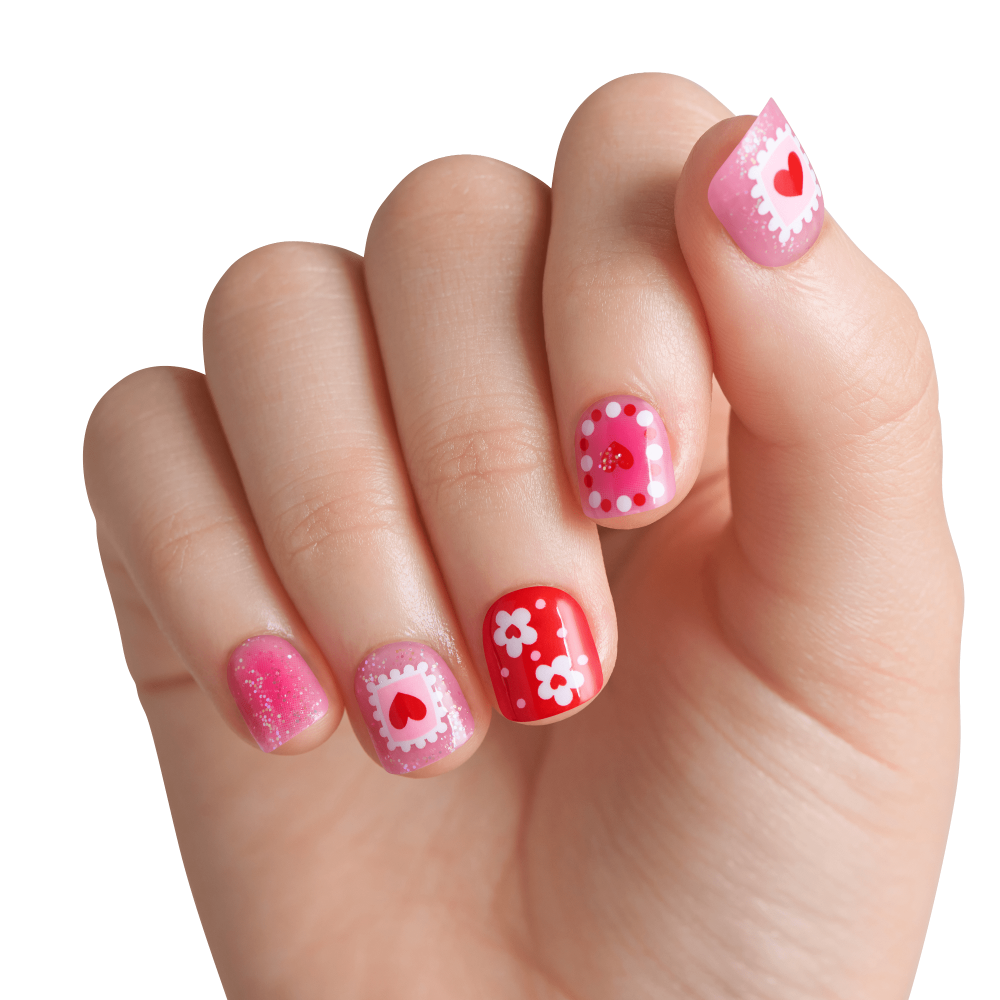 impress-kids-no-glue-press-on-nails-candy-heart-design-red-pink-squoval-20-nails image 4