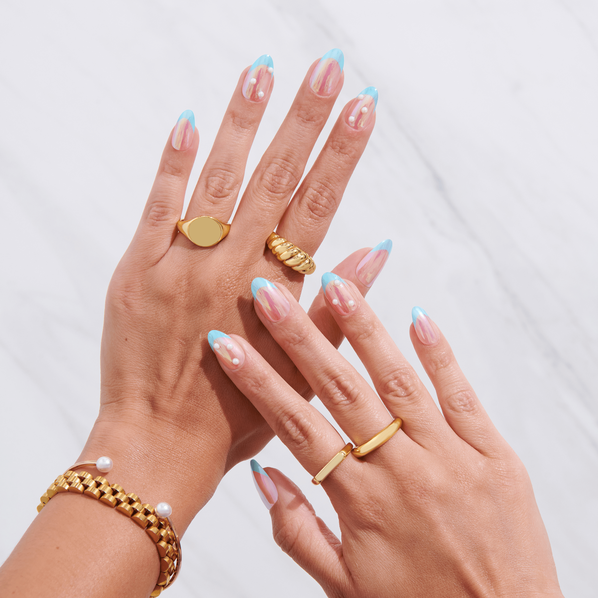 impress-premium-no-glue-press-on-nails-best-life-3d-jewel-french-metallic-blue-m image 3