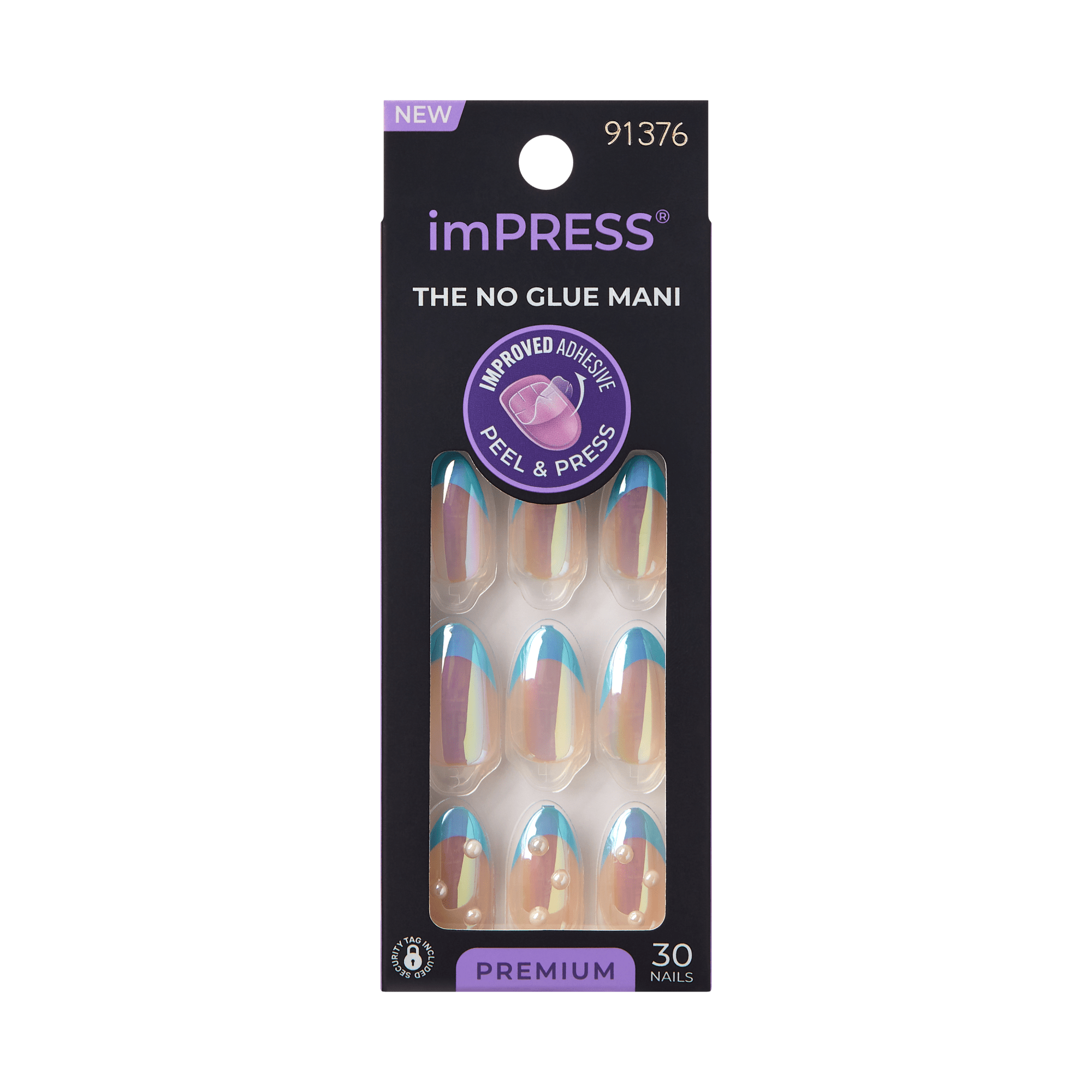 impress-premium-no-glue-press-on-nails-best-life-3d-jewel-french-metallic-blue-m image 7