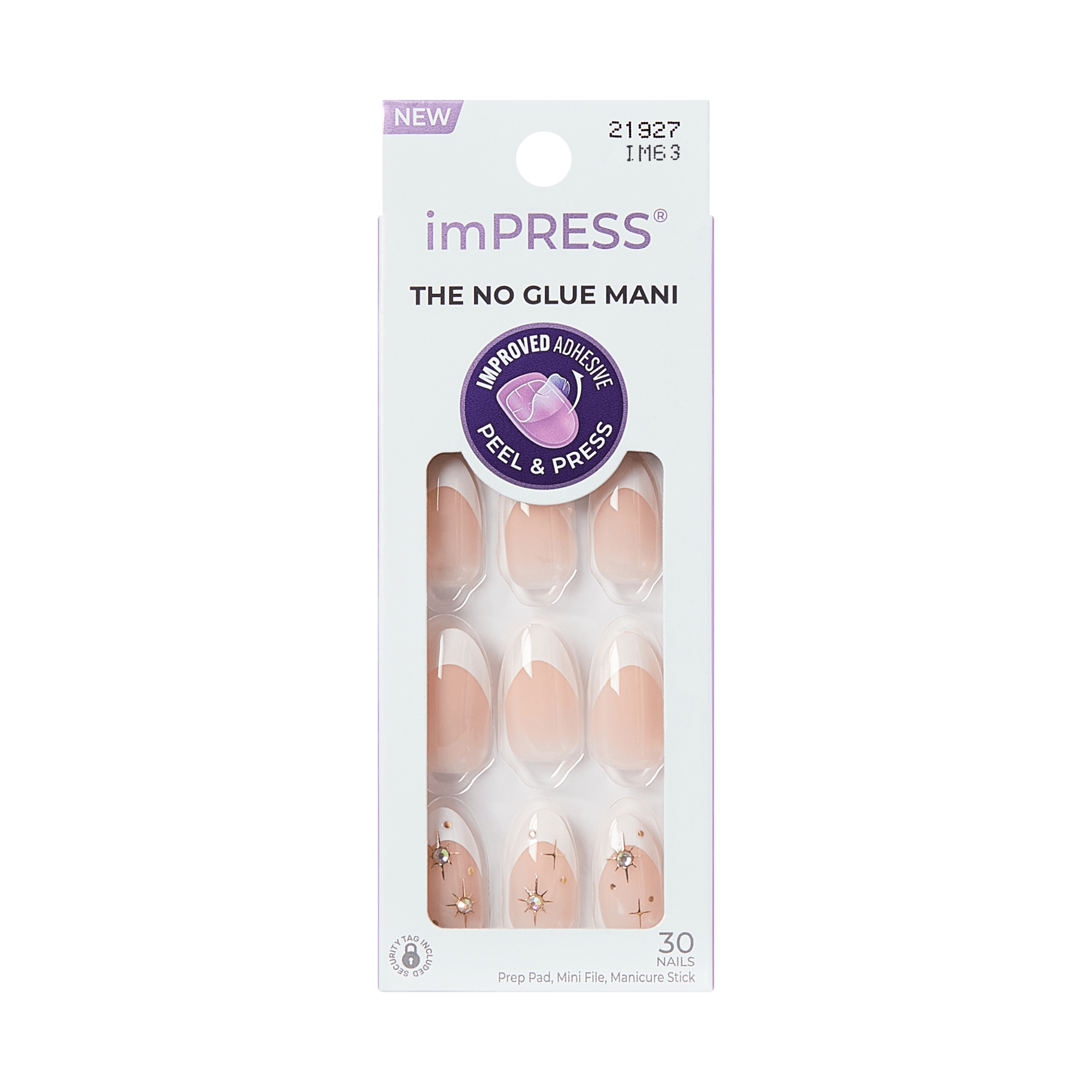 impress-star-player-no-glue-press-on-nails-3d-jewel-french-white-medium-almond-m image 6