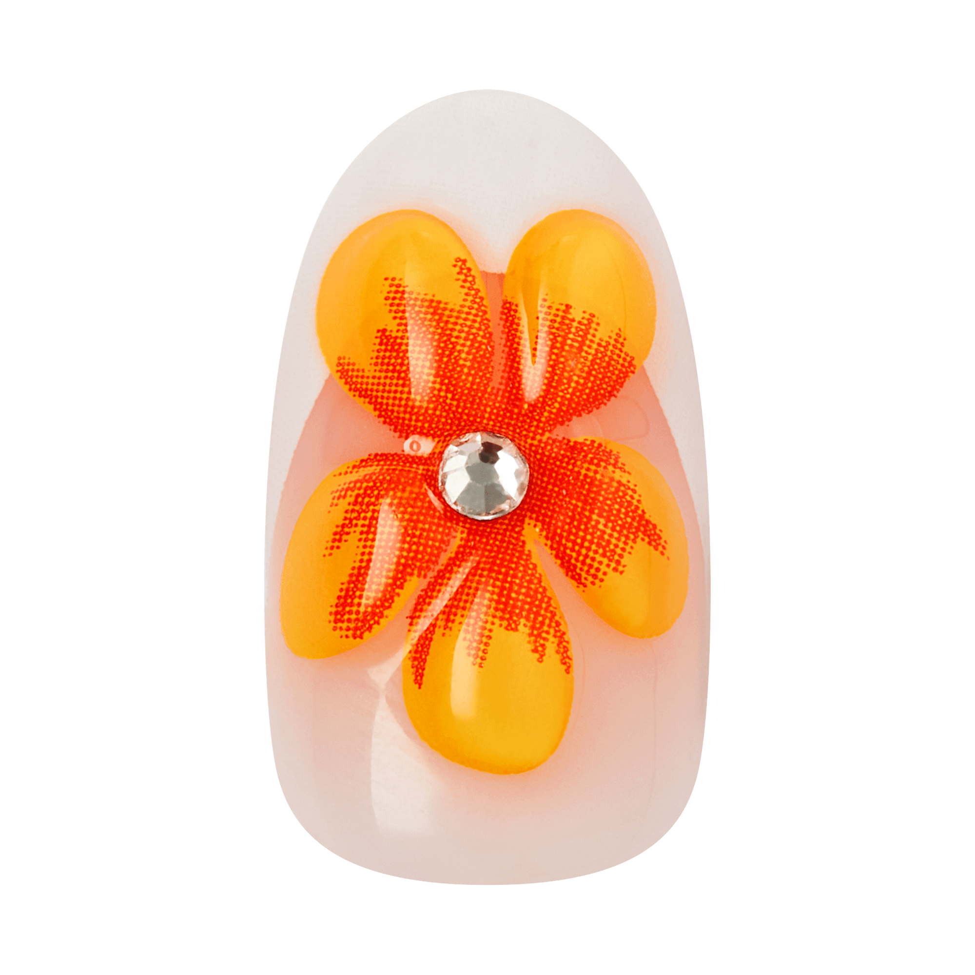 impress-design-no-glue-press-on-nails-sea-bloom-3d-jewel-design-orange-medium-ov image 6