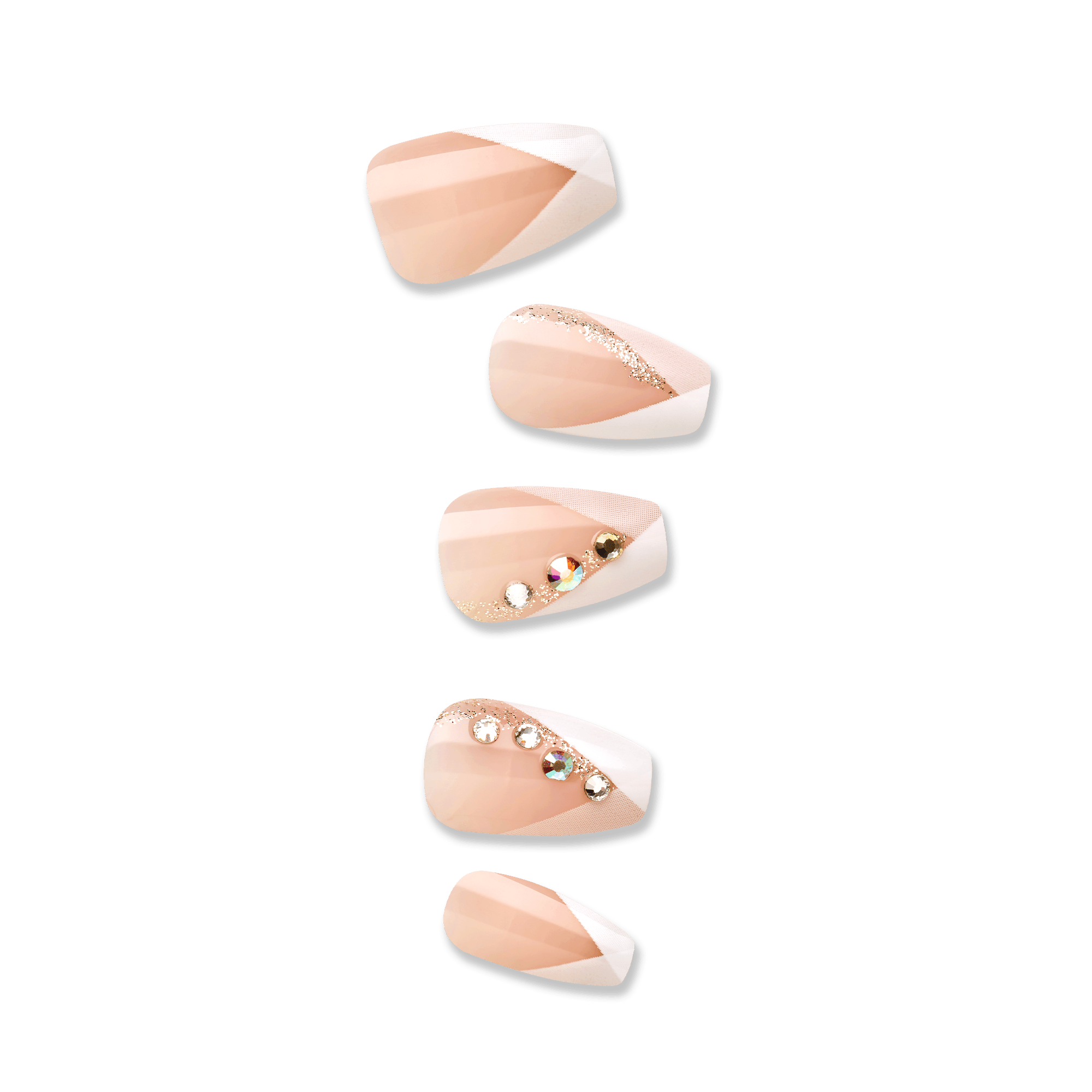 impress-french-no-glue-fake-press-on-nails-glimpse-3d-jewel-french-white-medium- image 1