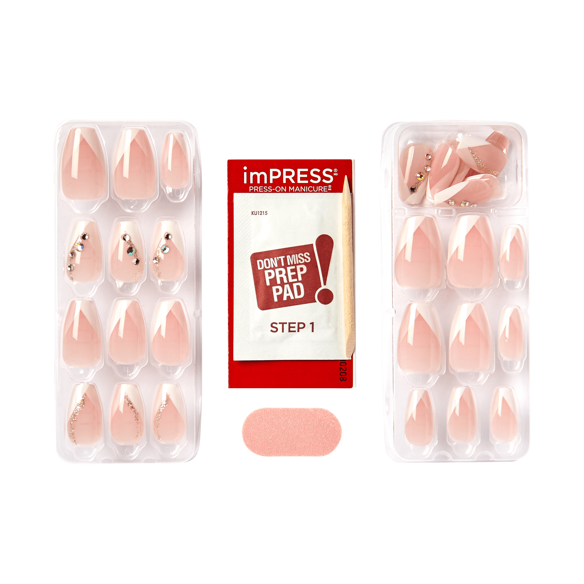 impress-french-no-glue-fake-press-on-nails-glimpse-3d-jewel-french-white-medium- image 5